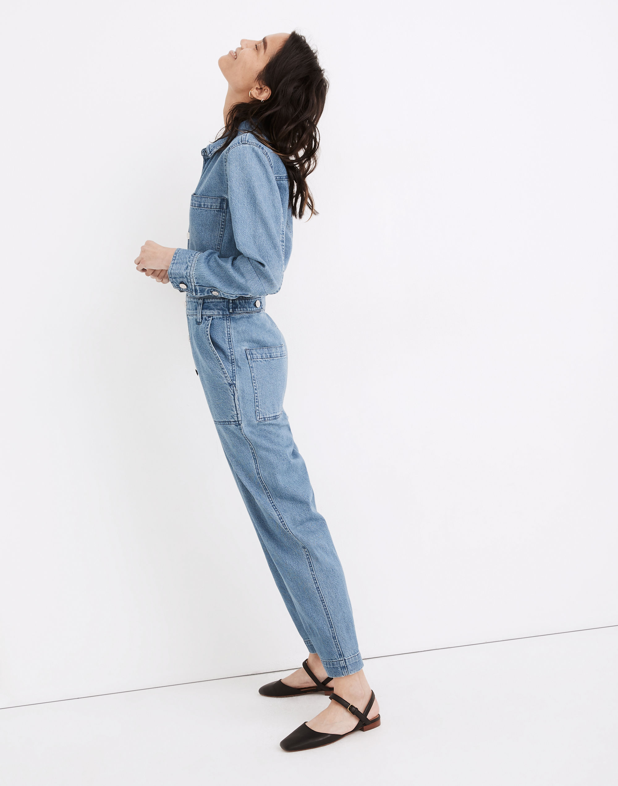 Denim Relaxed Coverall Jumpsuit in Glenroy Wash