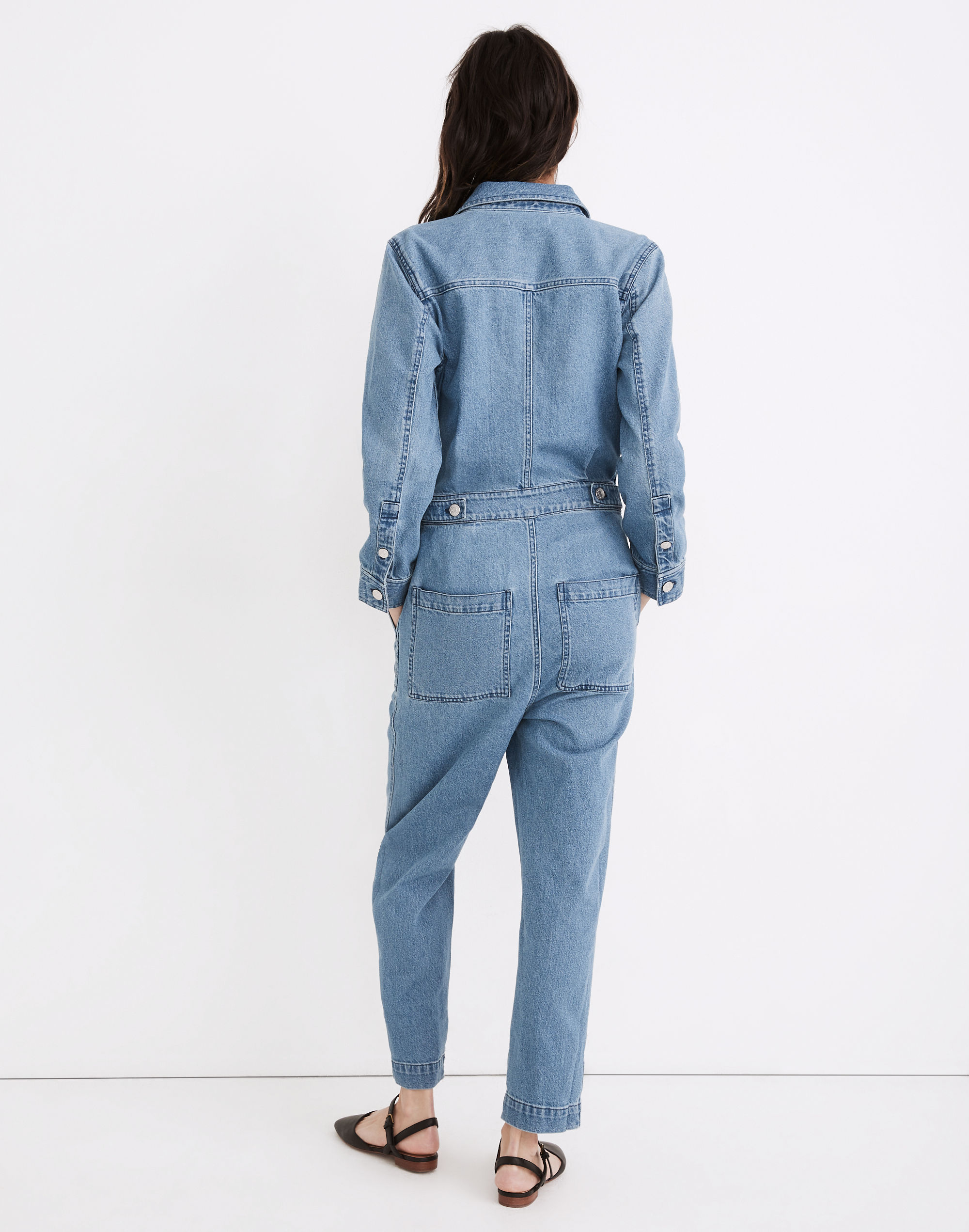 Denim Relaxed Coverall Jumpsuit in Glenroy Wash