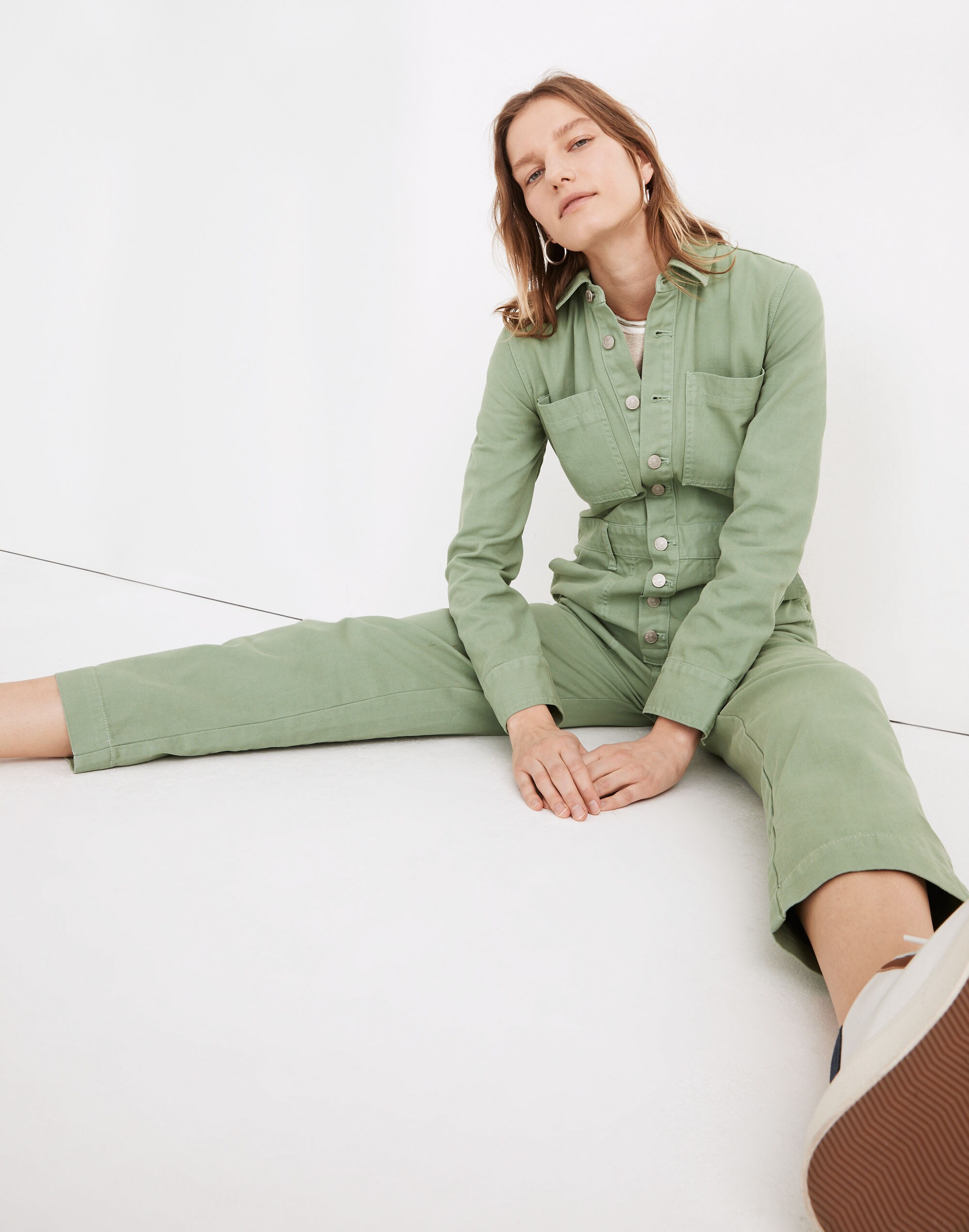 Garment-Dyed Relaxed Coverall Jumpsuit