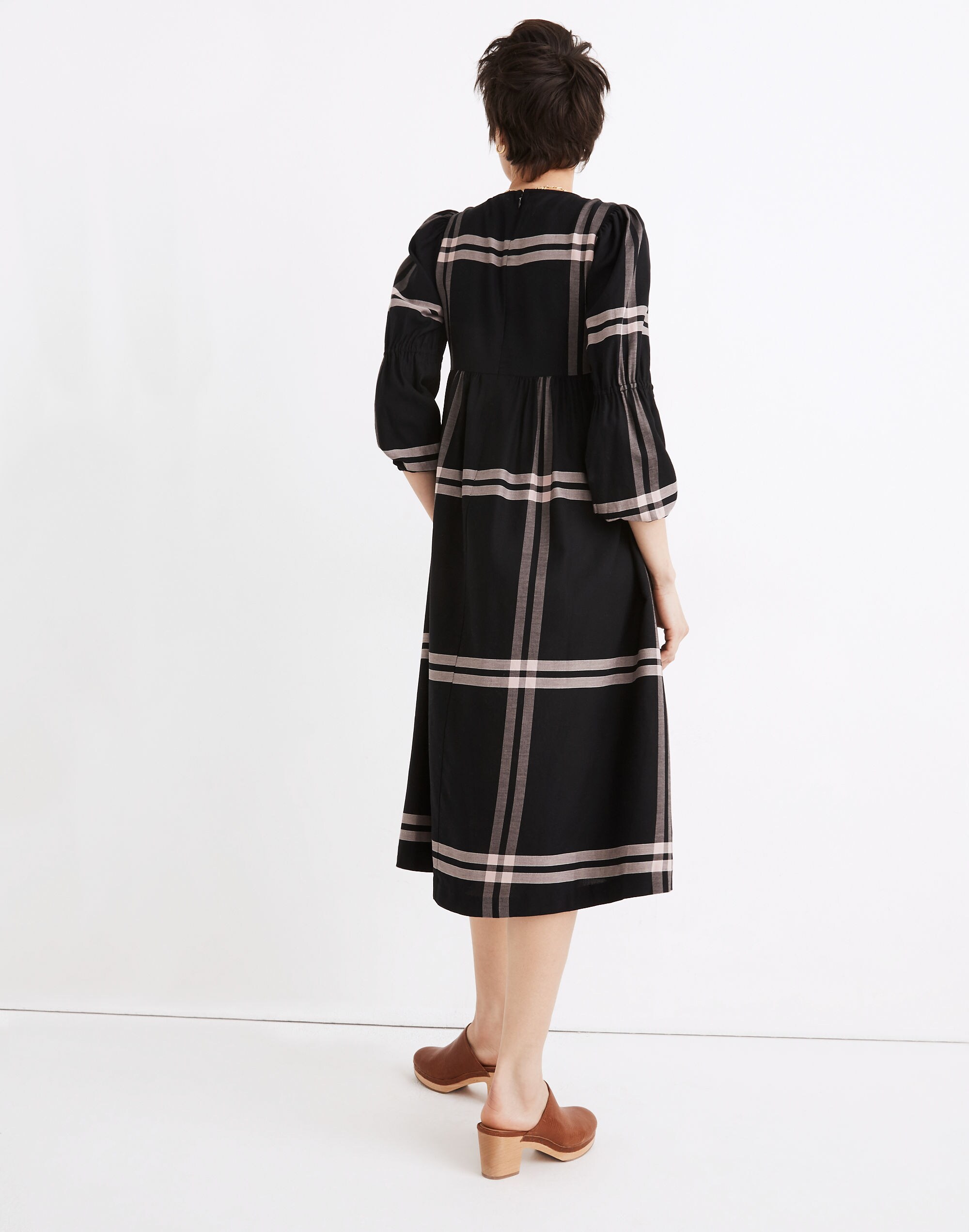 Plaid Empire Midi Dress
