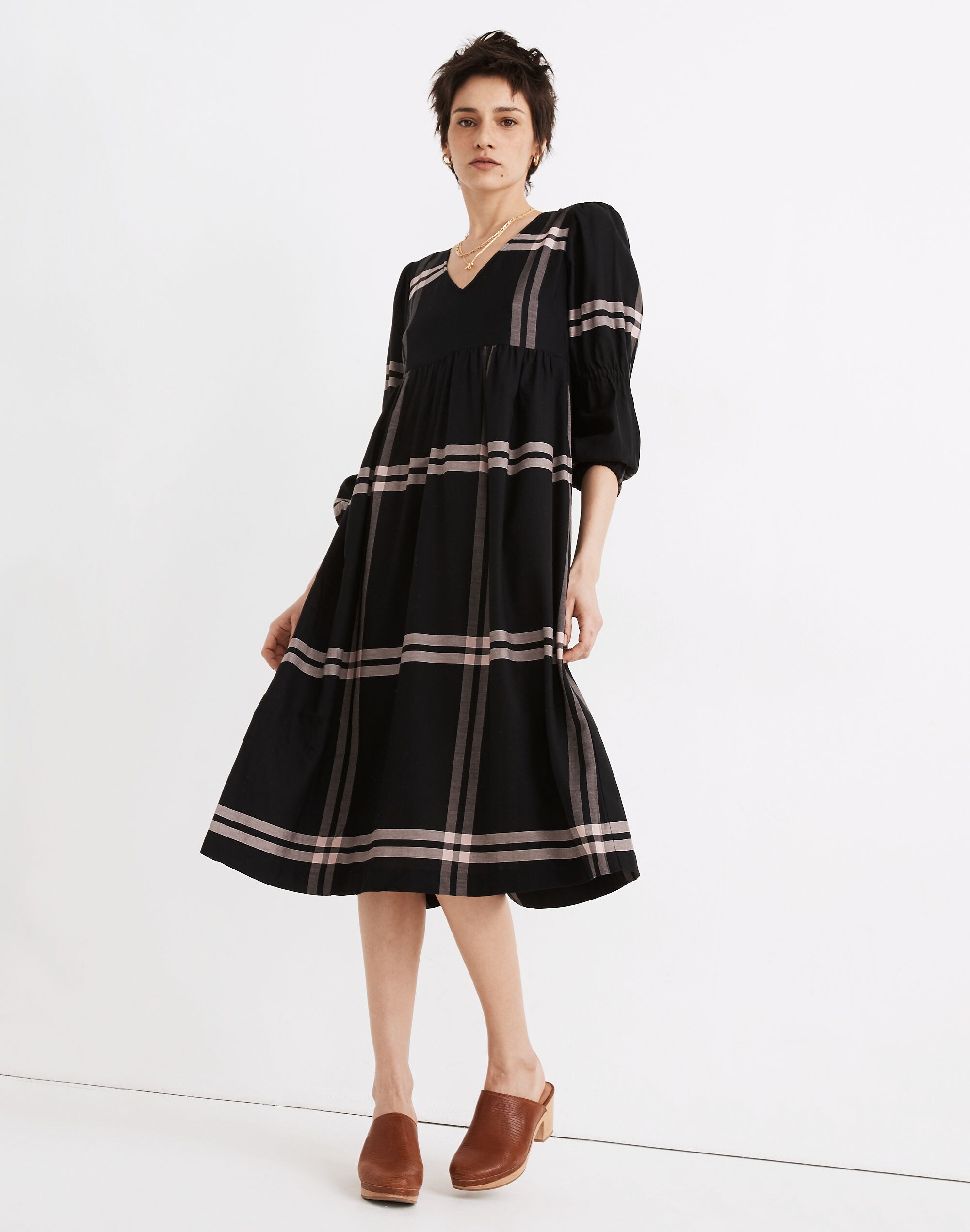 Plaid Empire Midi Dress