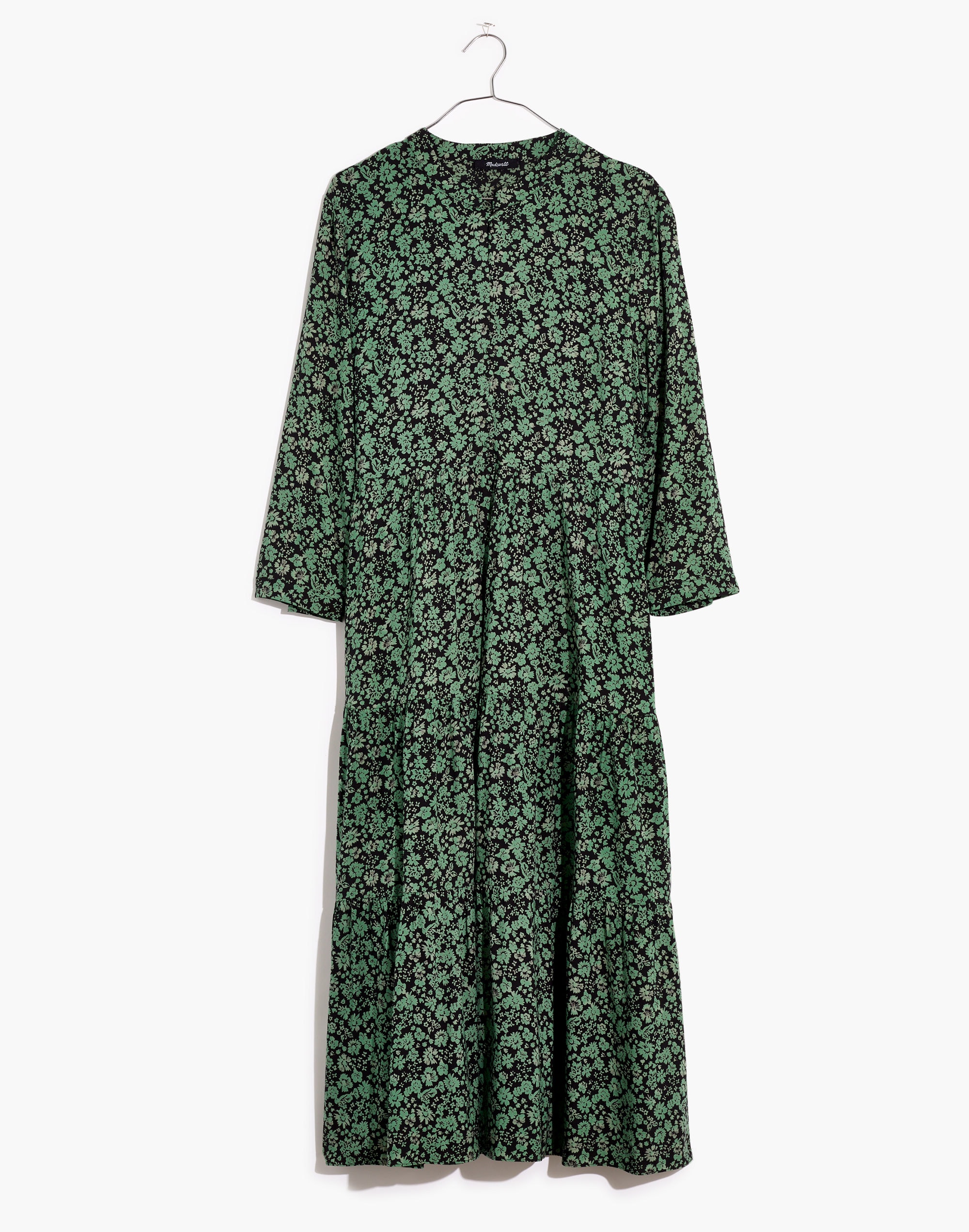Petite Button-Front Tiered Midi Dress in Fleur Field