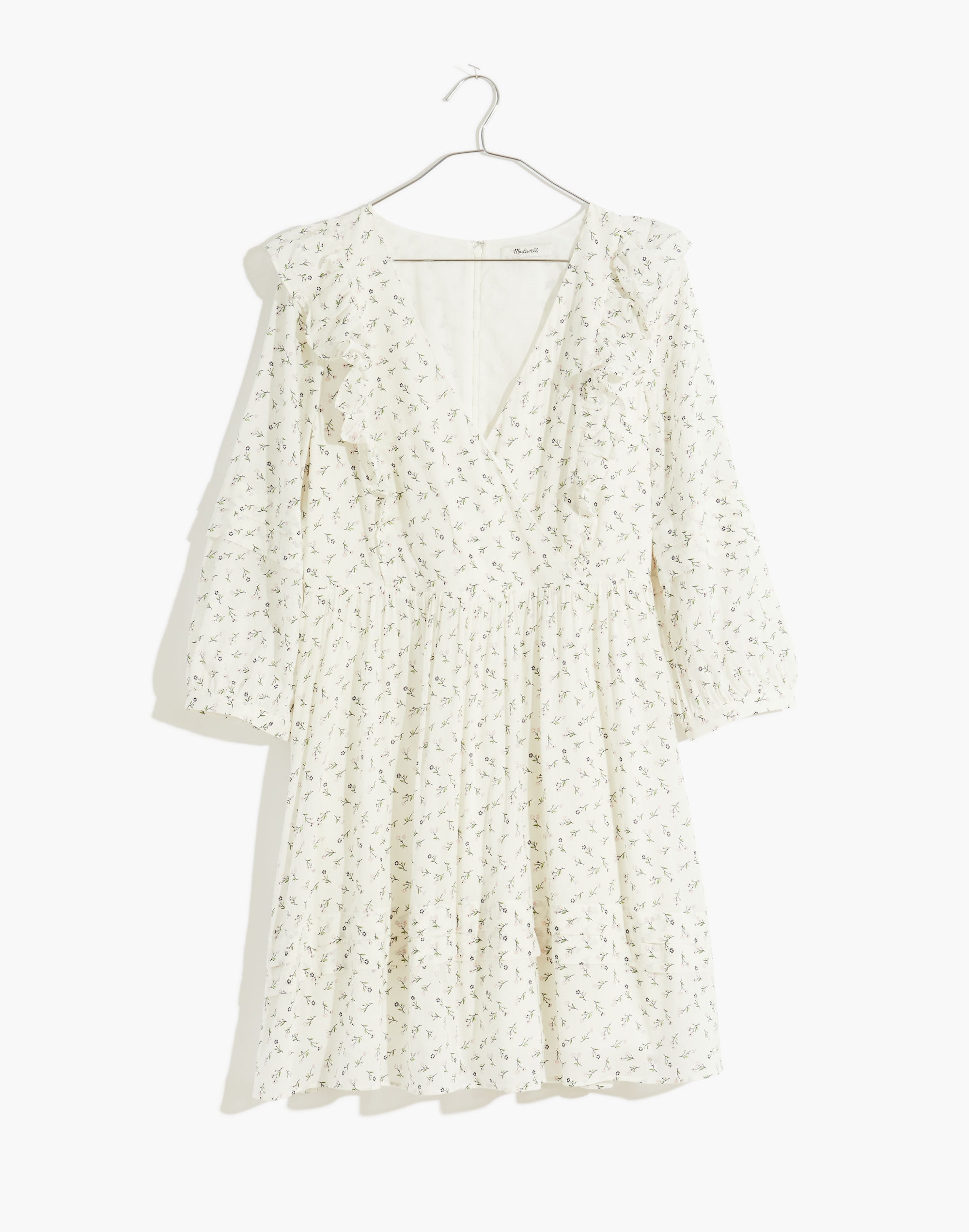 Ruffled Pleat-Sleeve Mini Dress in Spring Fling