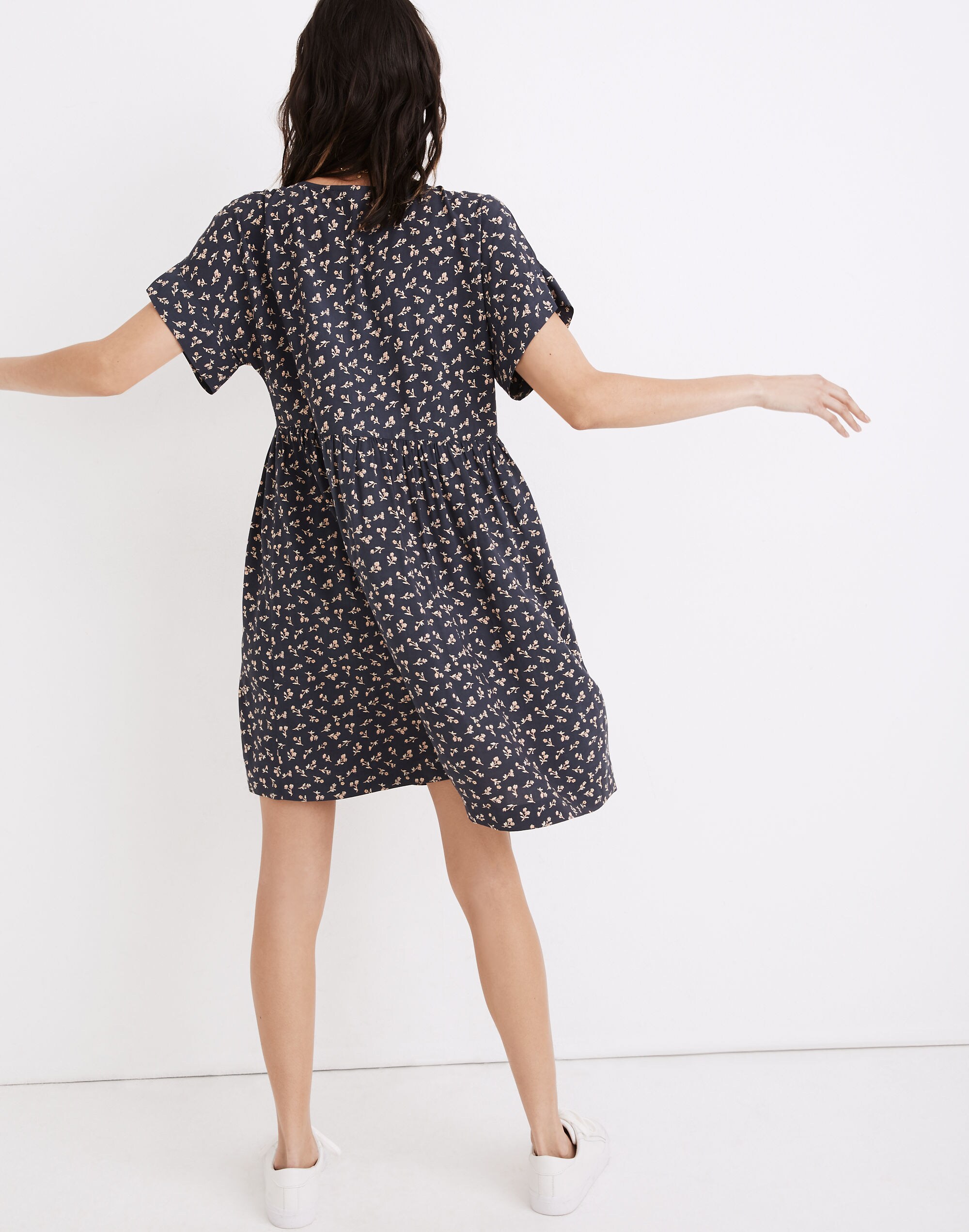 Short-Sleeve Button-Front Mini Dress in Spring Fling