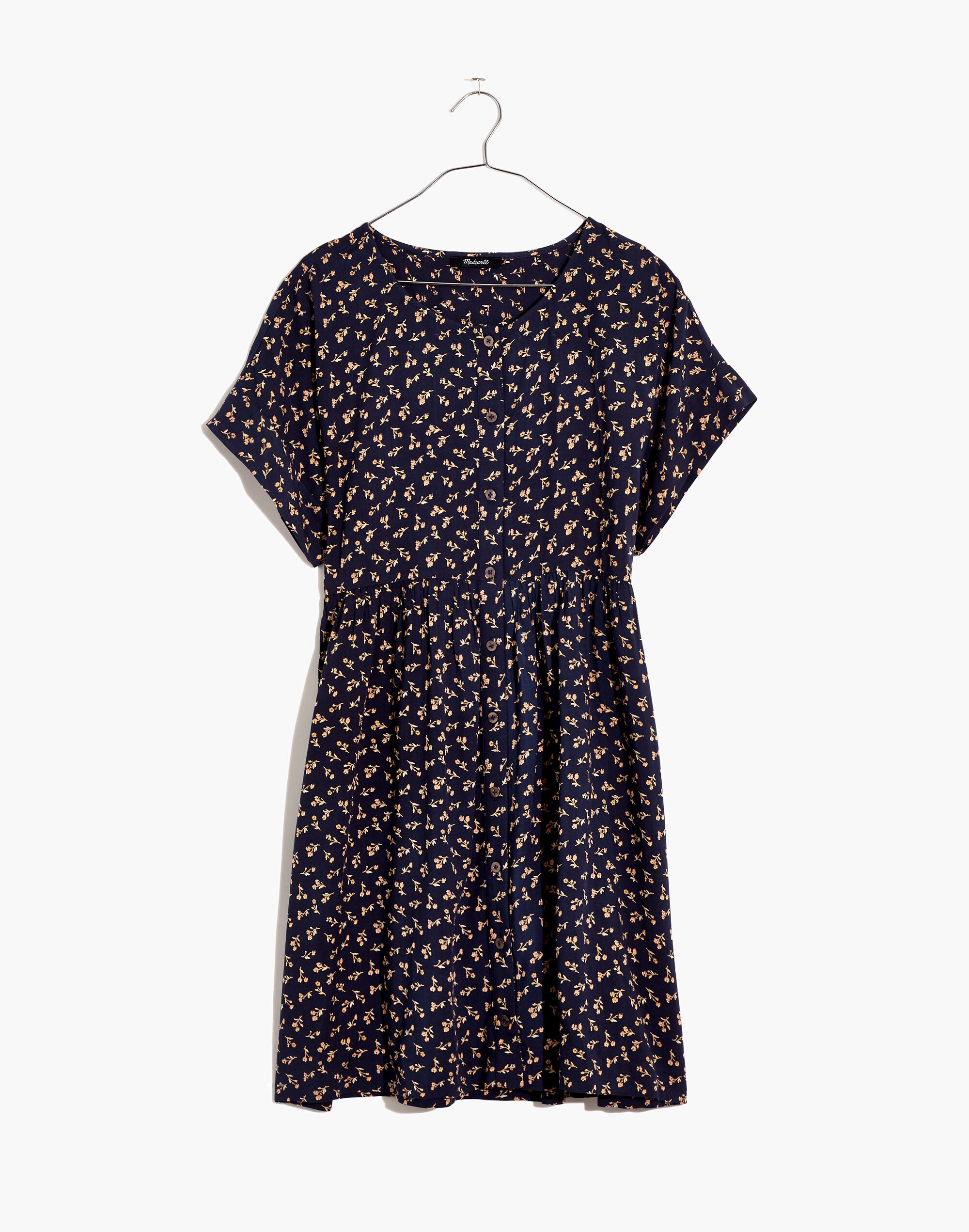 Short-Sleeve Button-Front Mini Dress in Spring Fling