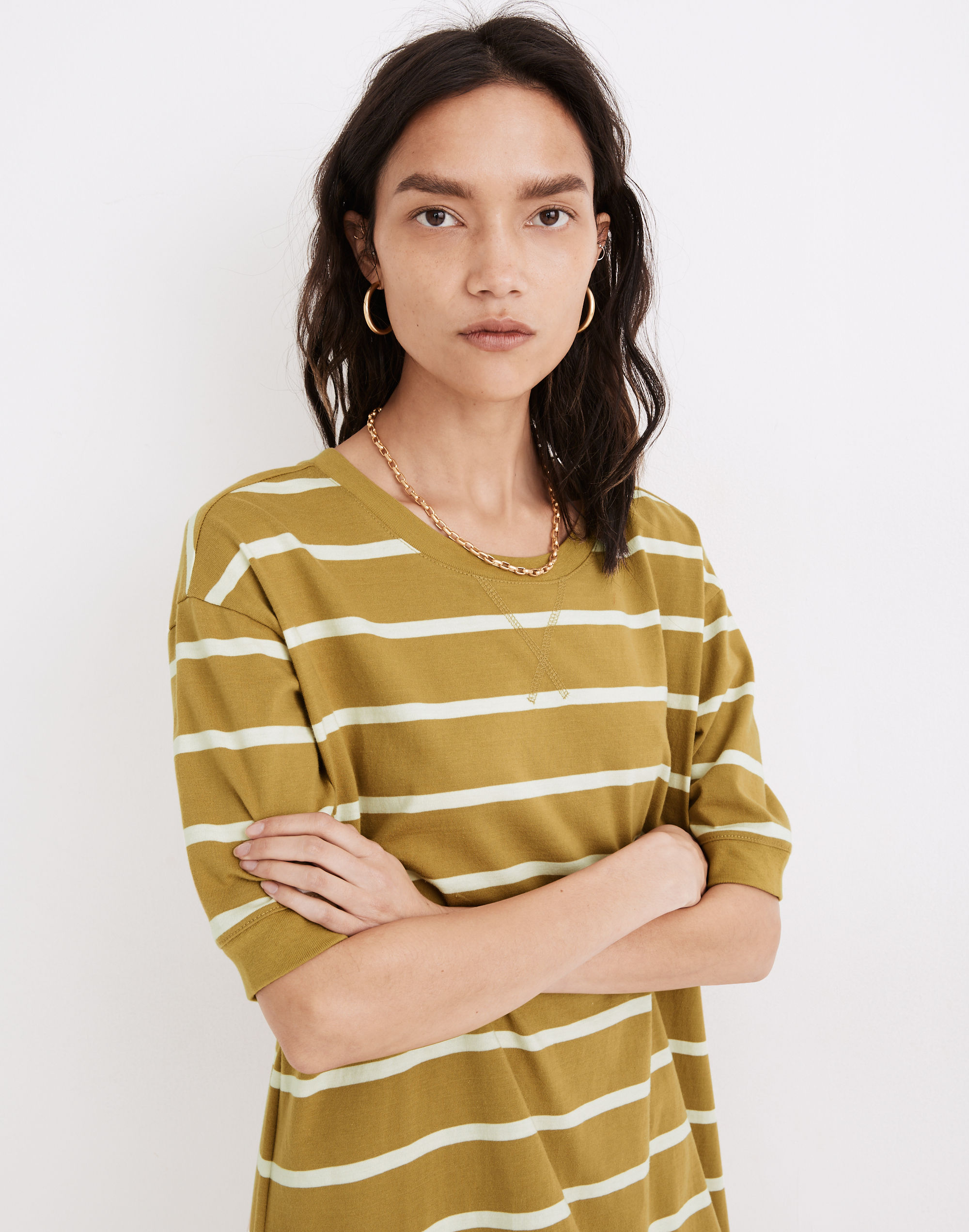 Tee Dress in Colorblock Stripe