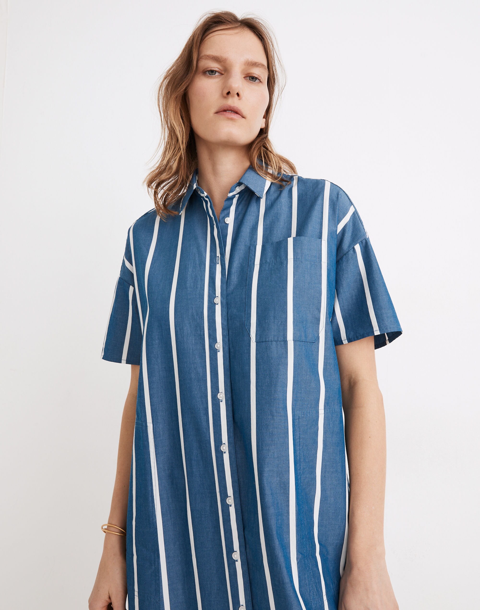 Oversized Midi Shirtdress in Stripe