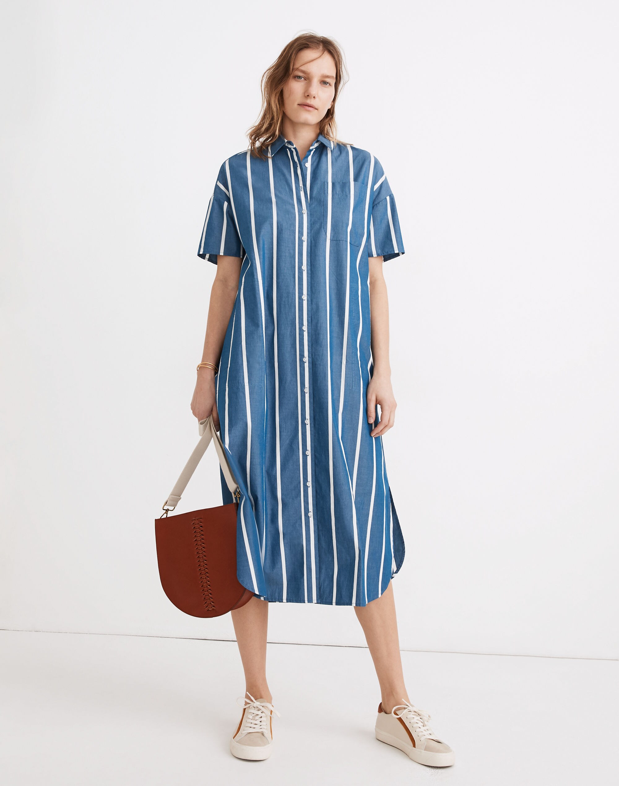 Oversized Midi Shirtdress in Stripe