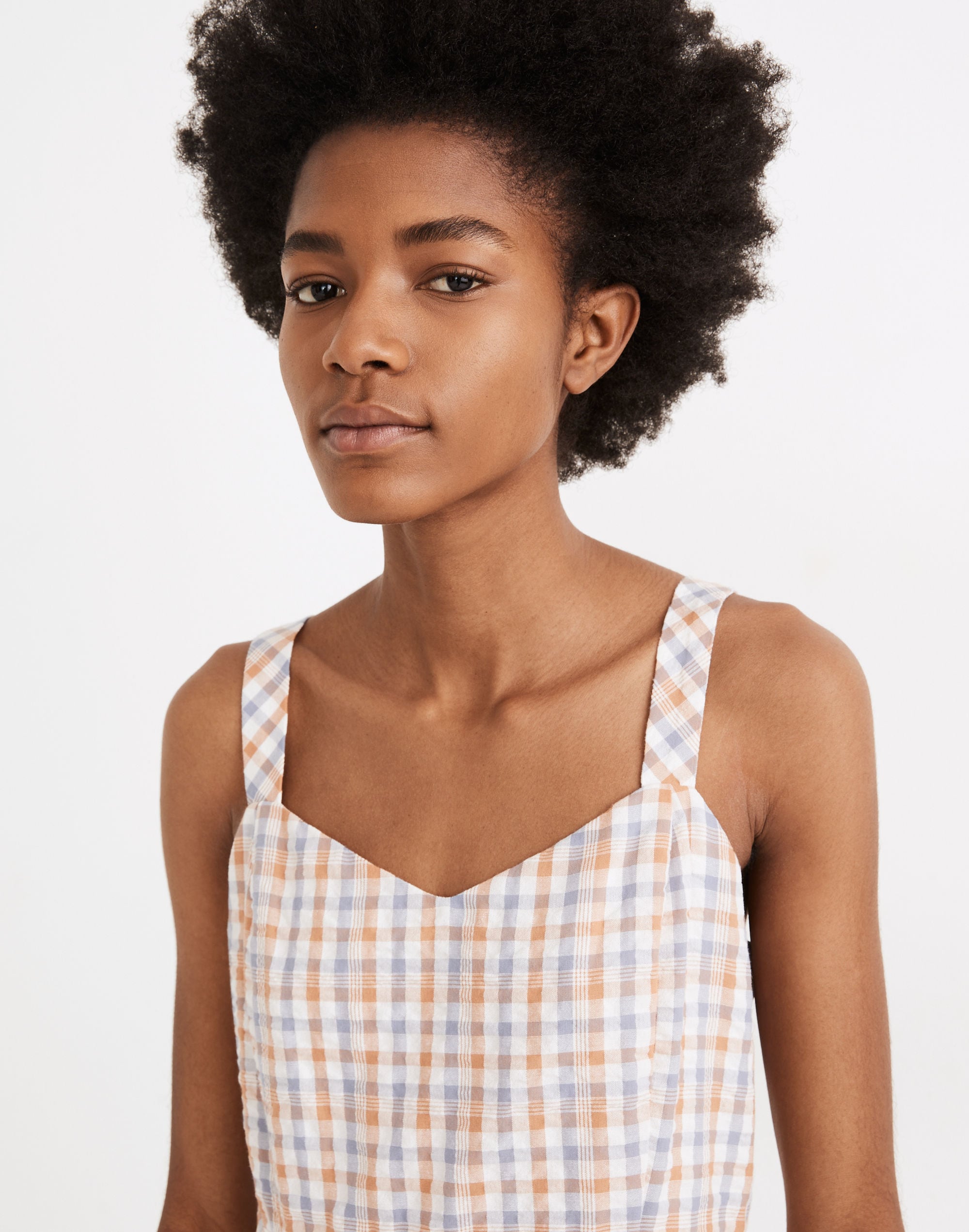 Gingham Sweetheart Ruffle-Tiered Midi Dress