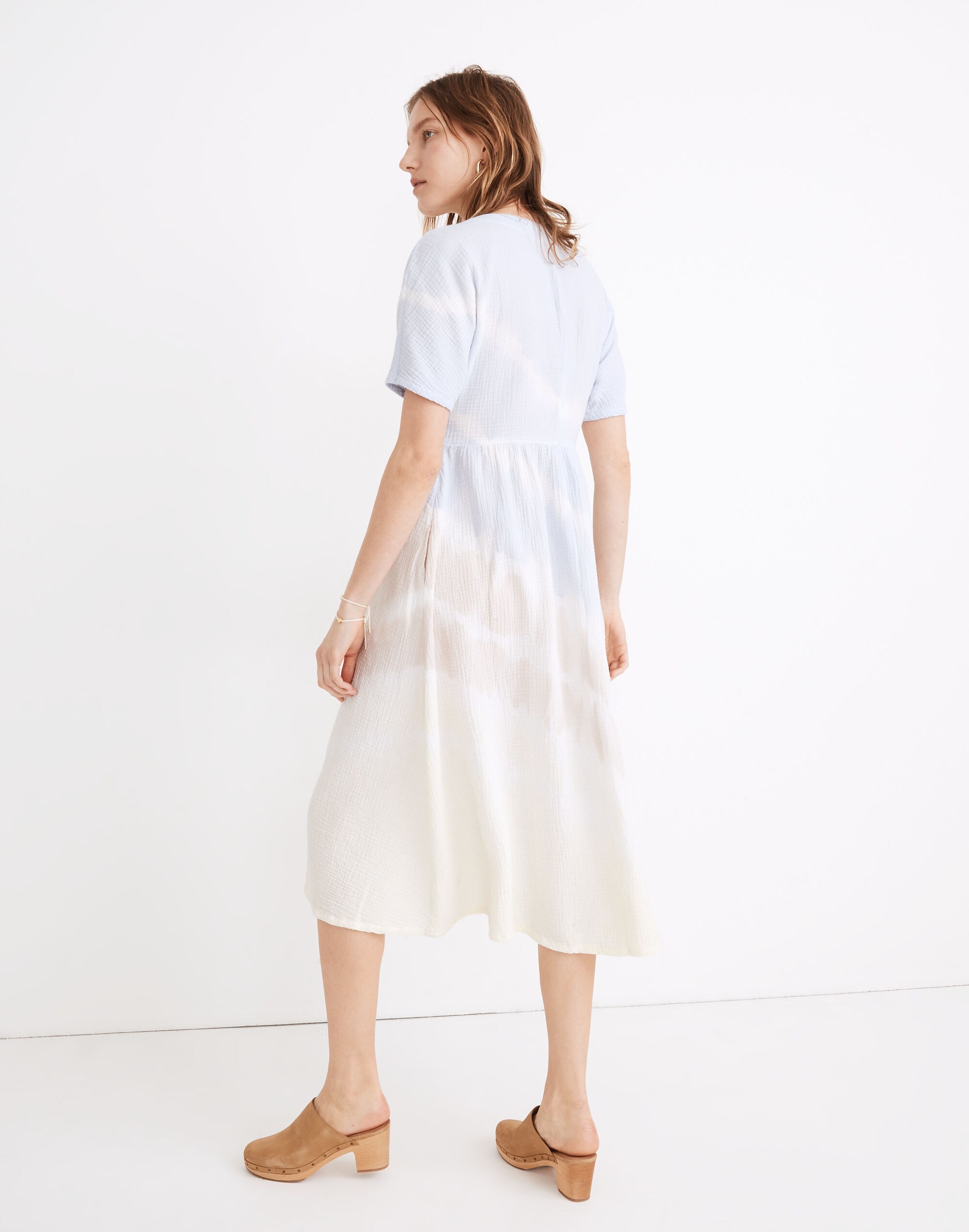 Tie-Dye Lightspun Button-Front Midi Dress