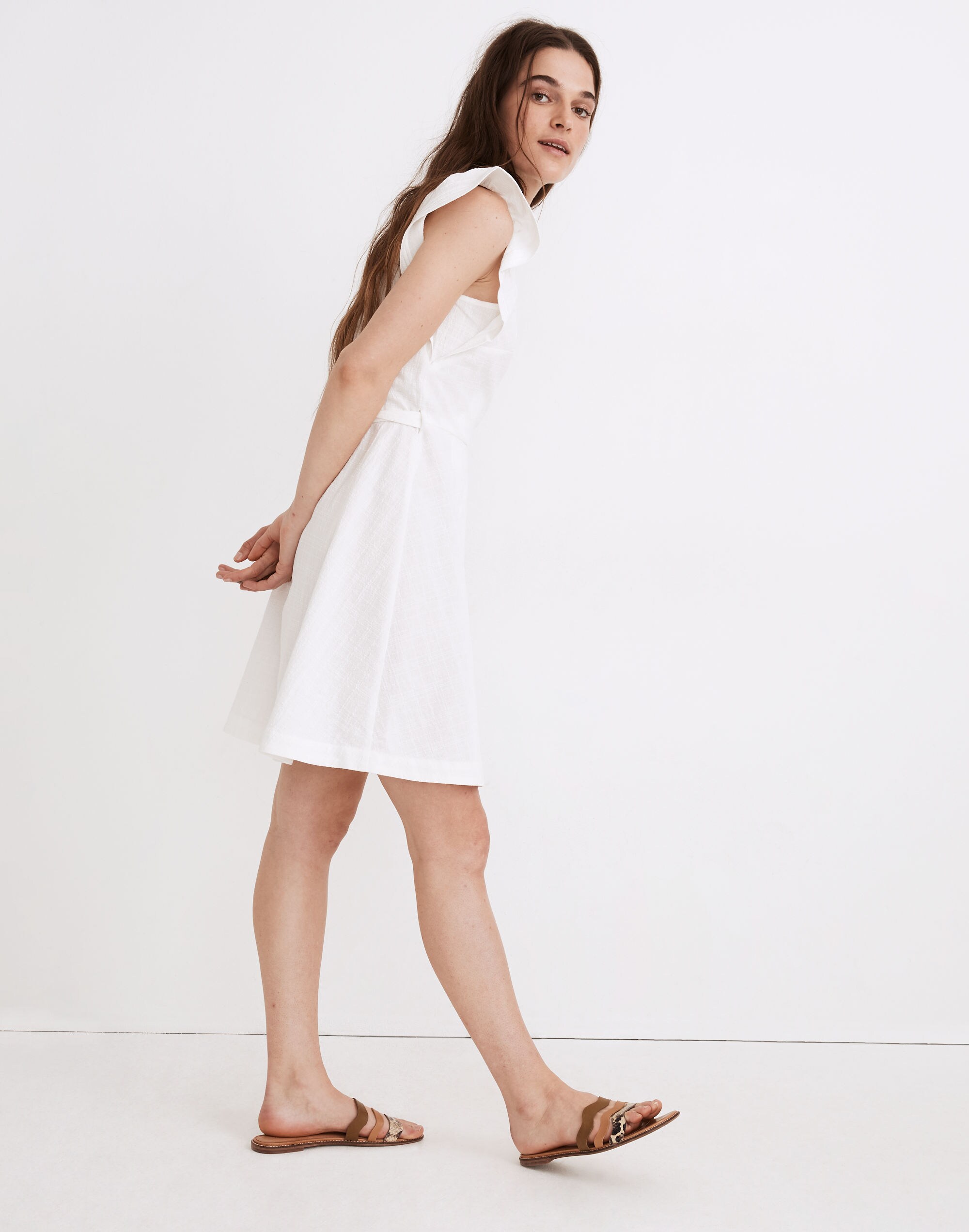 Ruffle-Sleeve Wrap Mini Dress