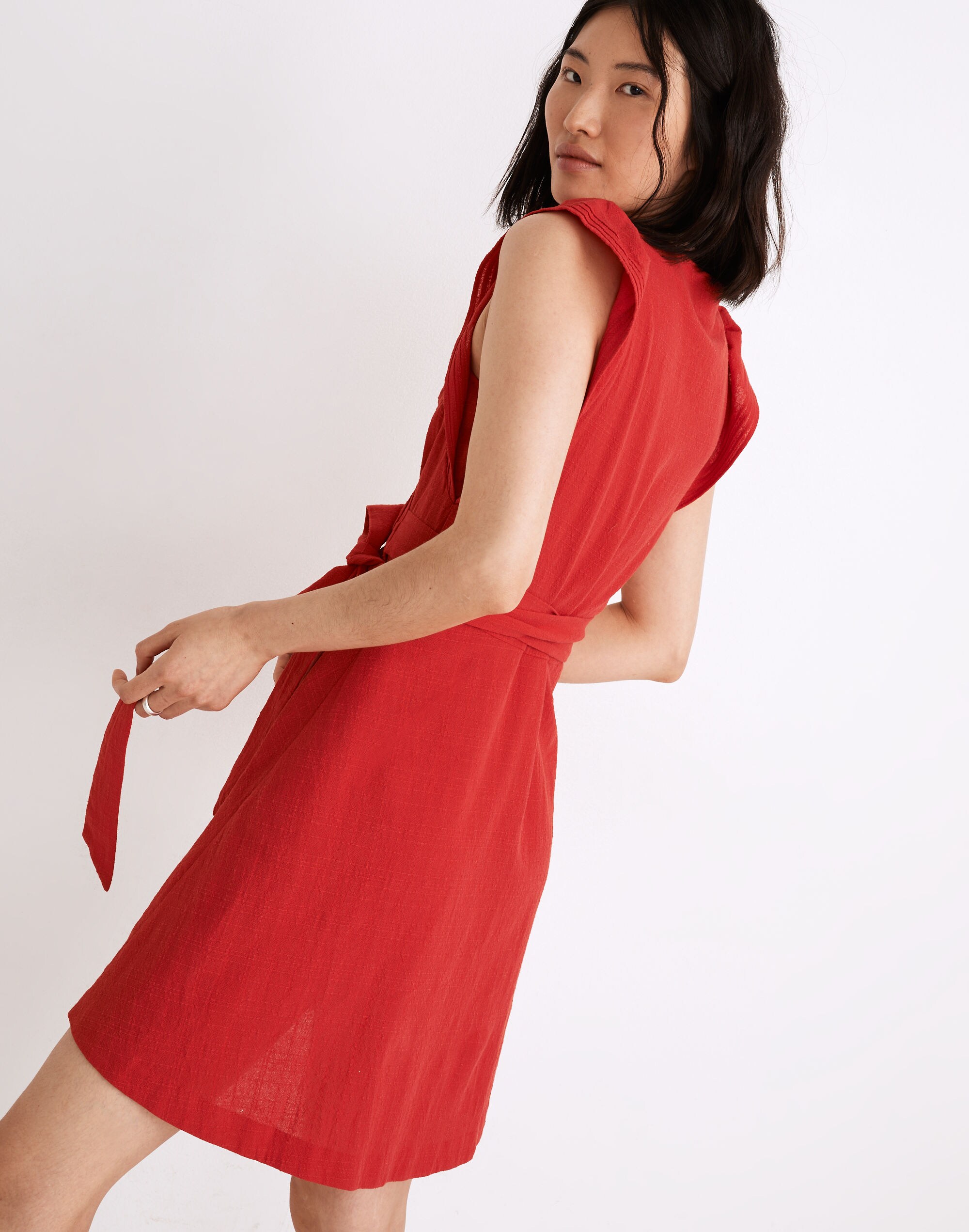 Ruffle-Sleeve Wrap Mini Dress