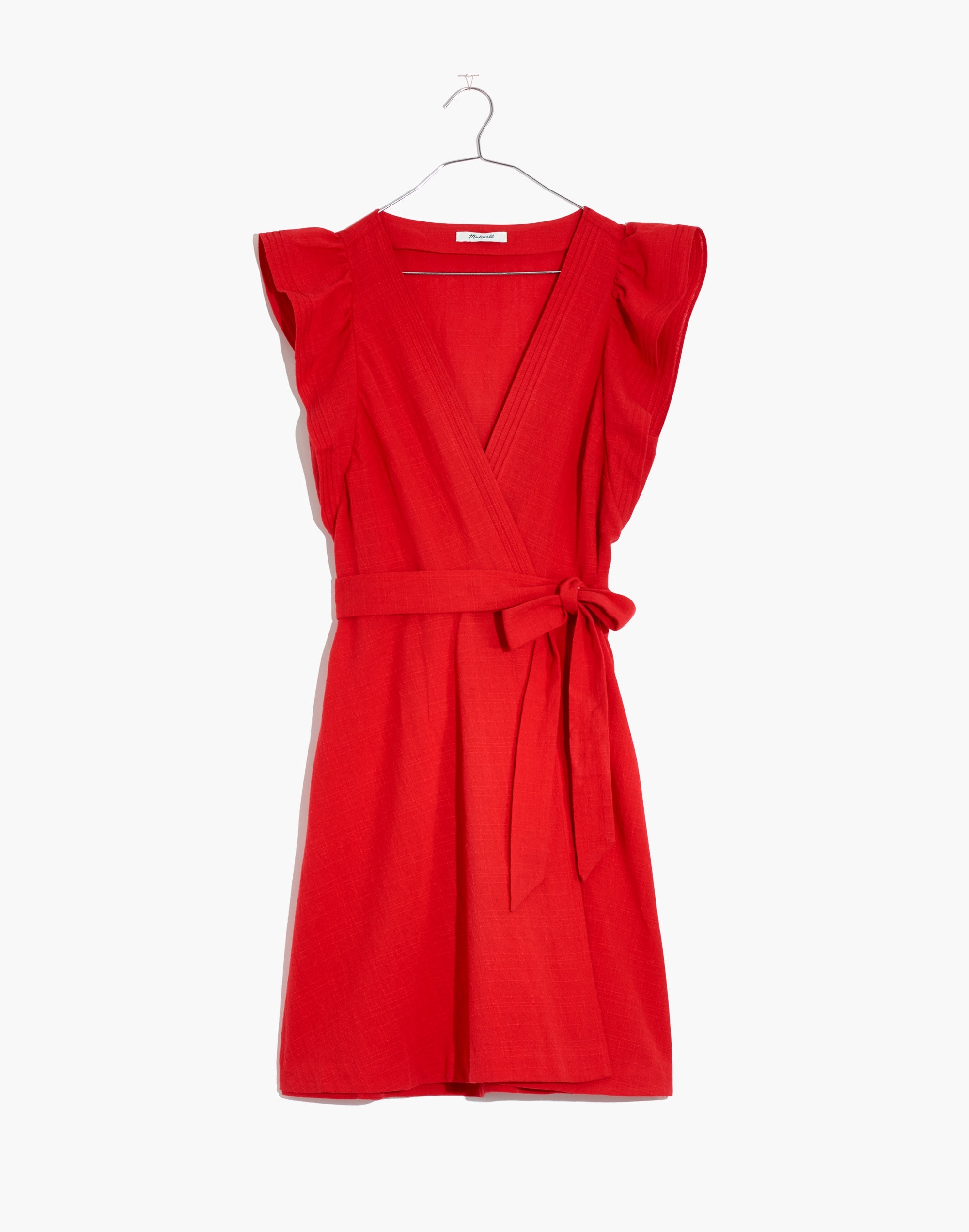 Ruffle-Sleeve Wrap Mini Dress