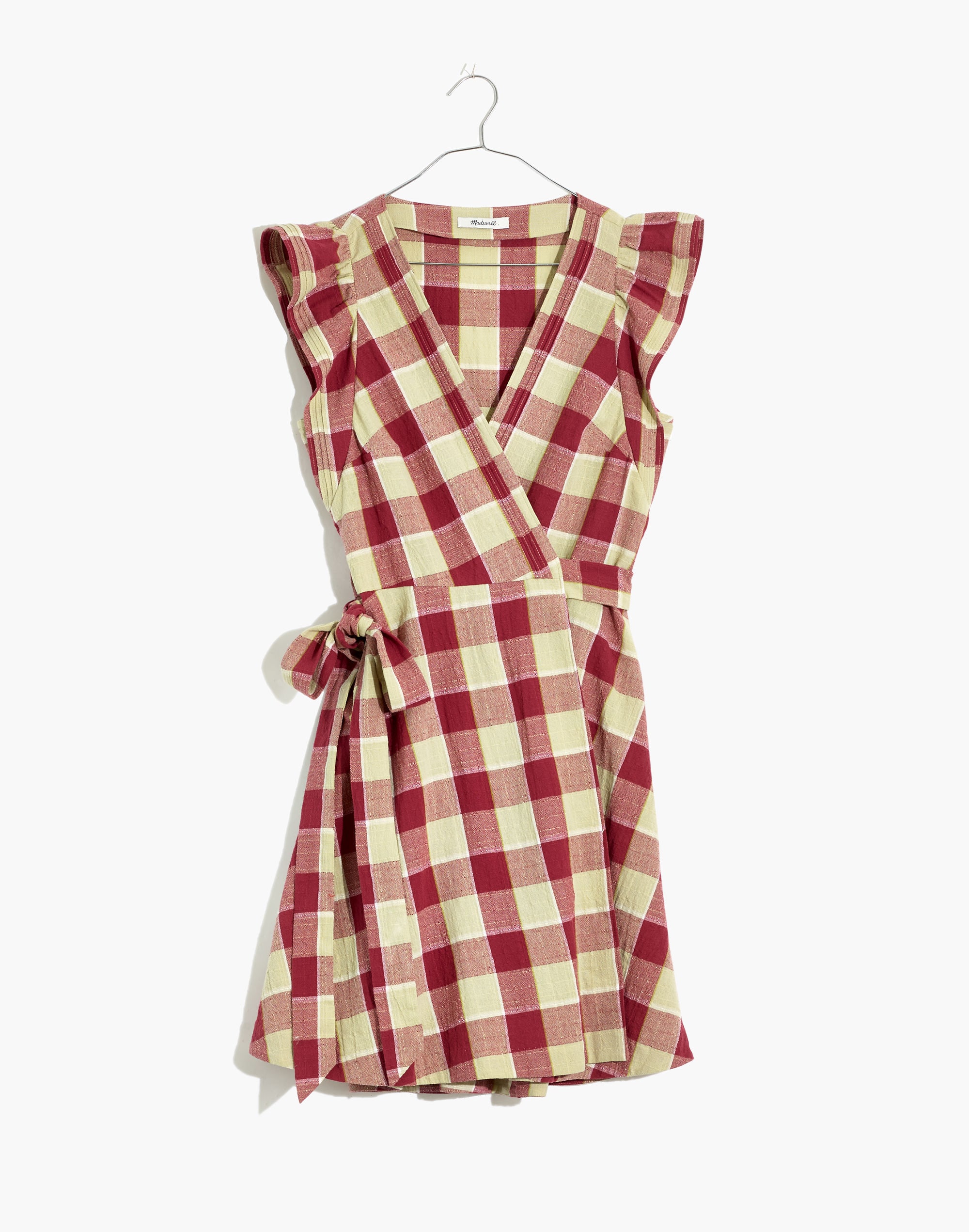 Gingham Ruffled Wrap Mini Dress