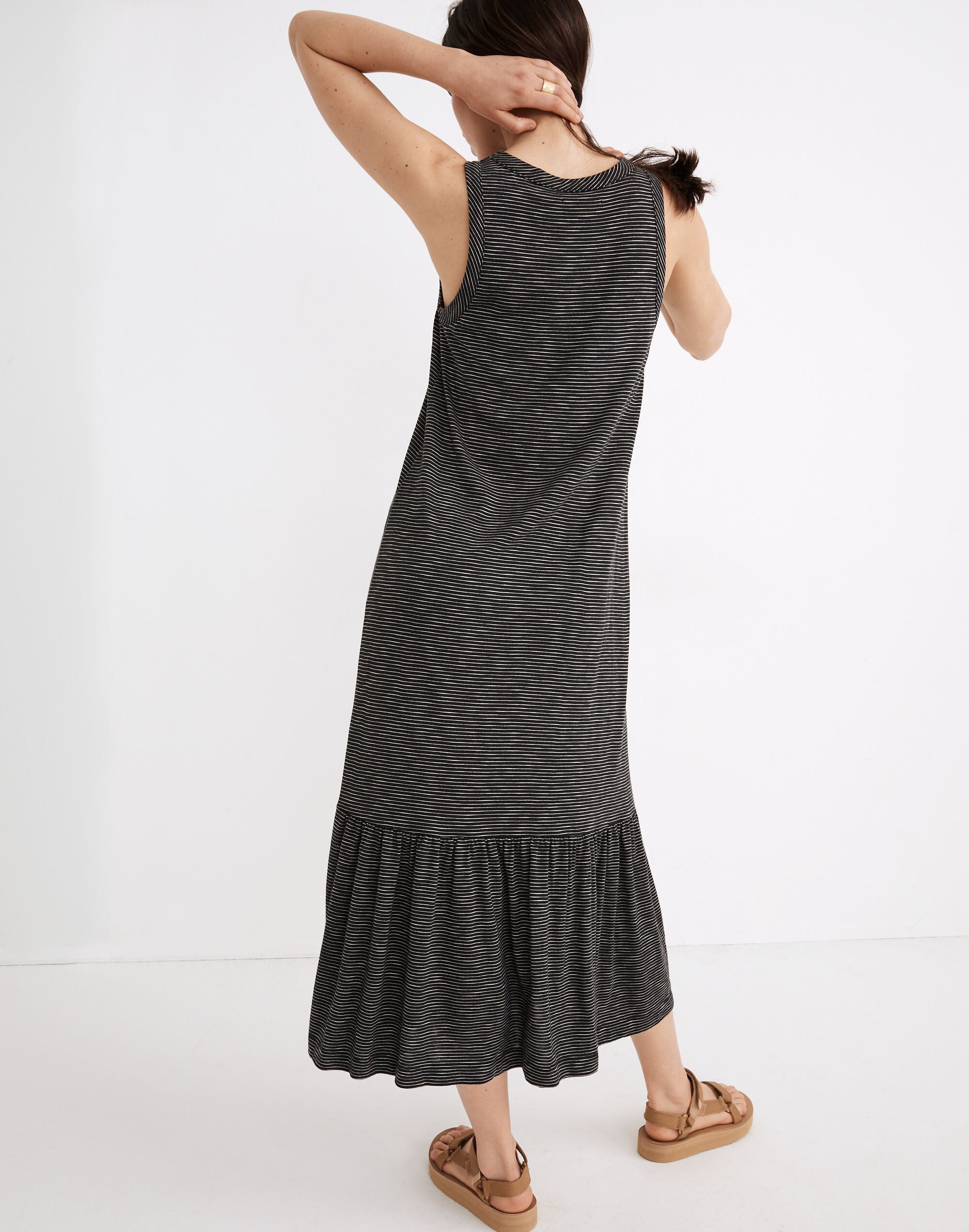 Knit Tank Ruffle-Hem Dress in Stripe