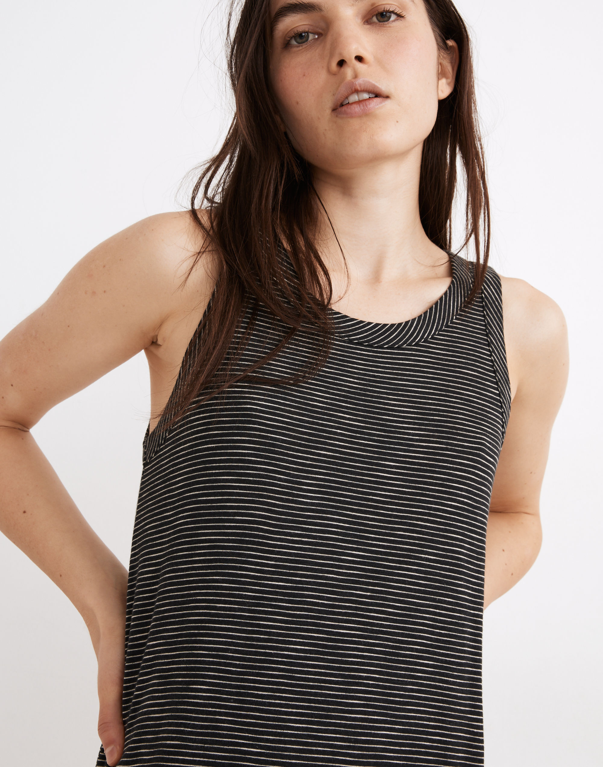 Knit Tank Ruffle-Hem Dress in Stripe