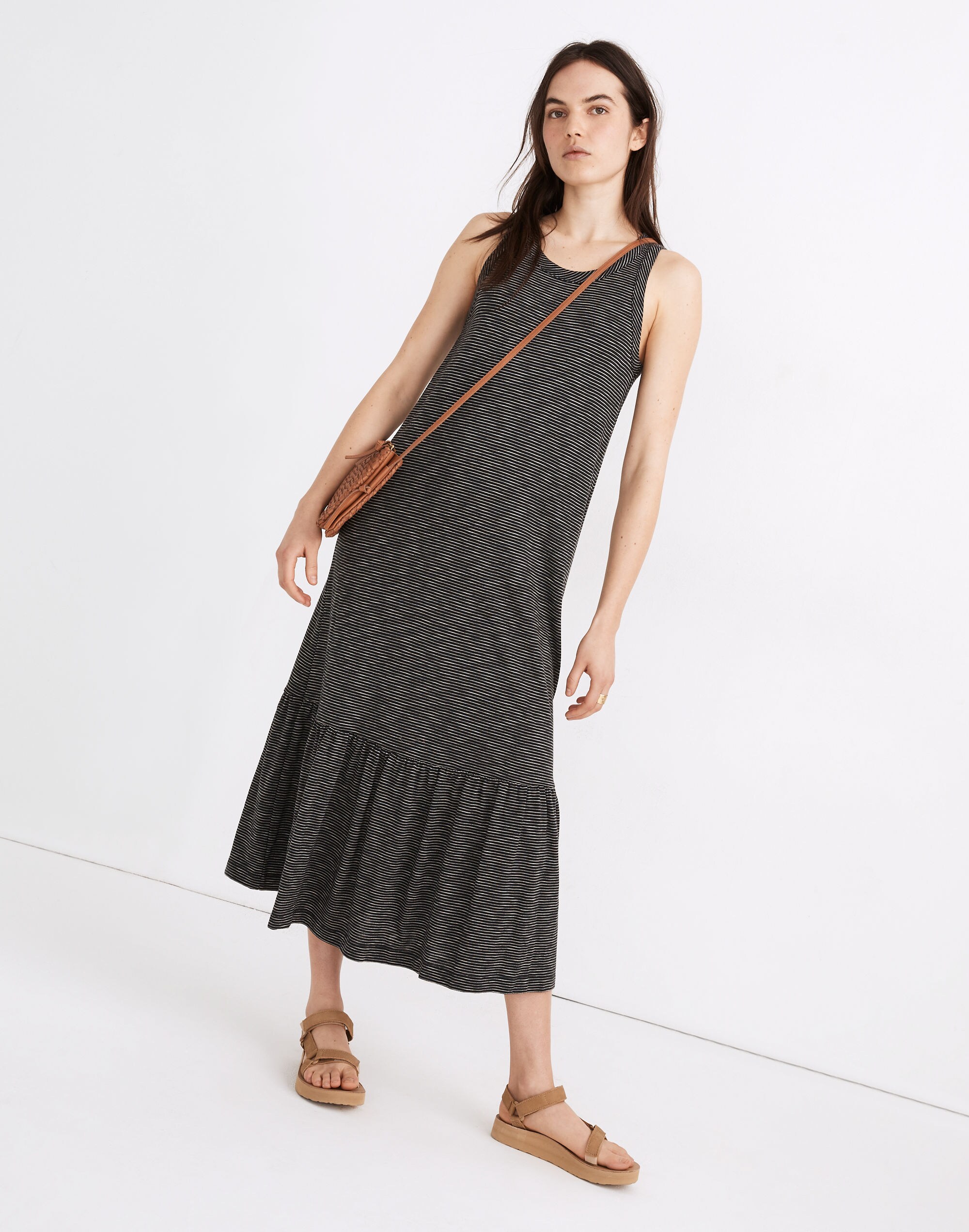 Knit Tank Ruffle-Hem Dress in Stripe