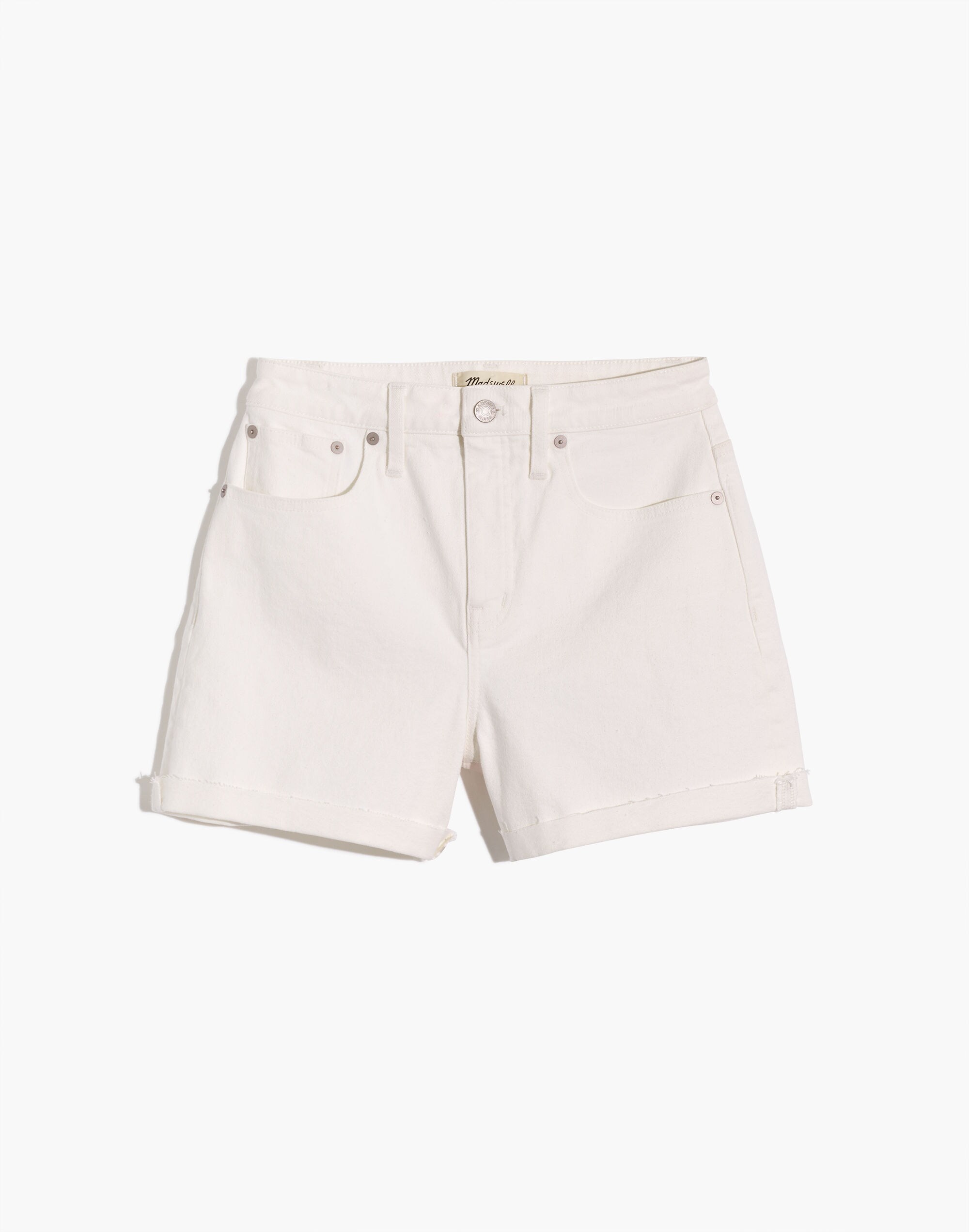 Curvy High-Rise Denim Shorts in Tile White