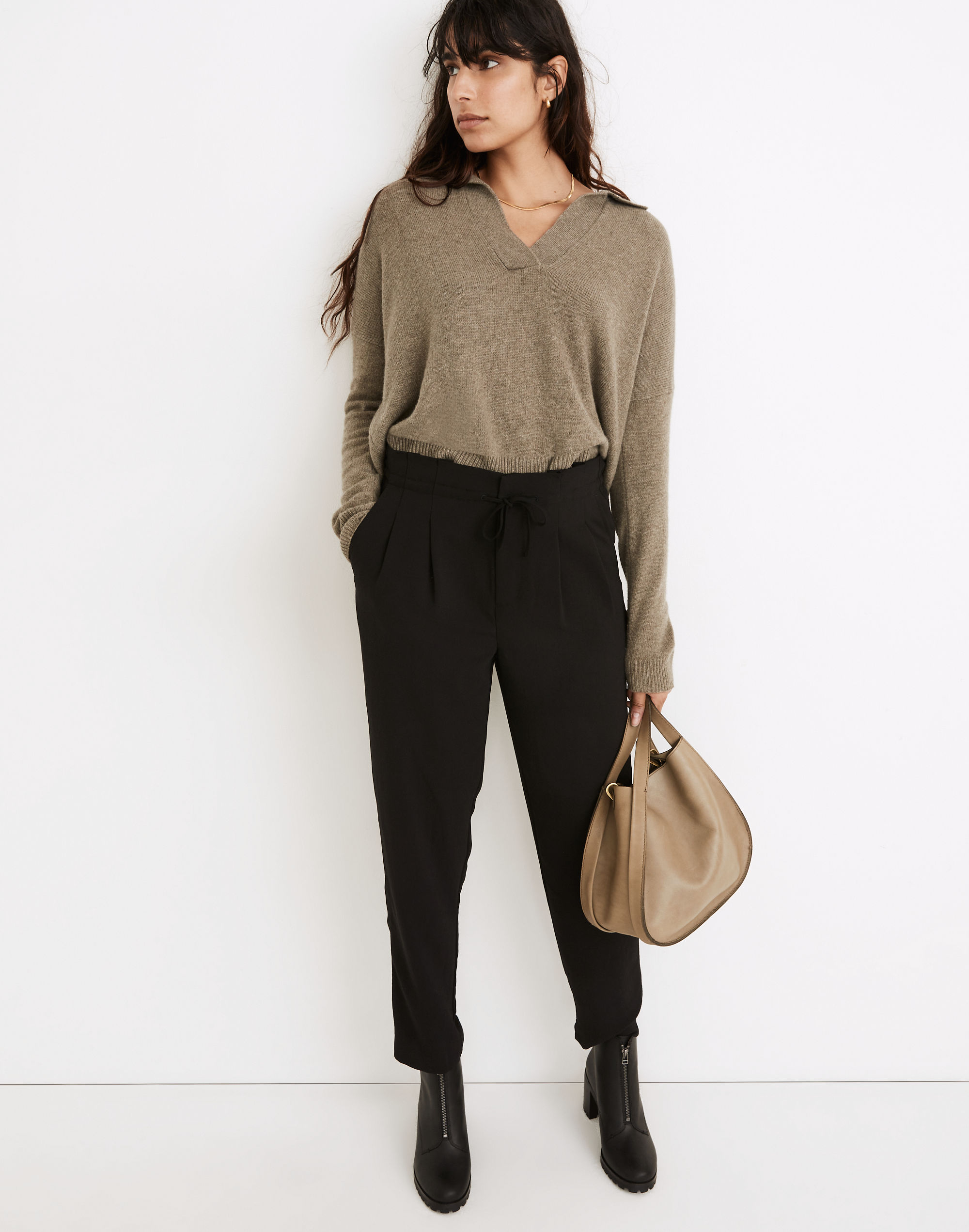 Drapey Drawstring Paperbag Pants