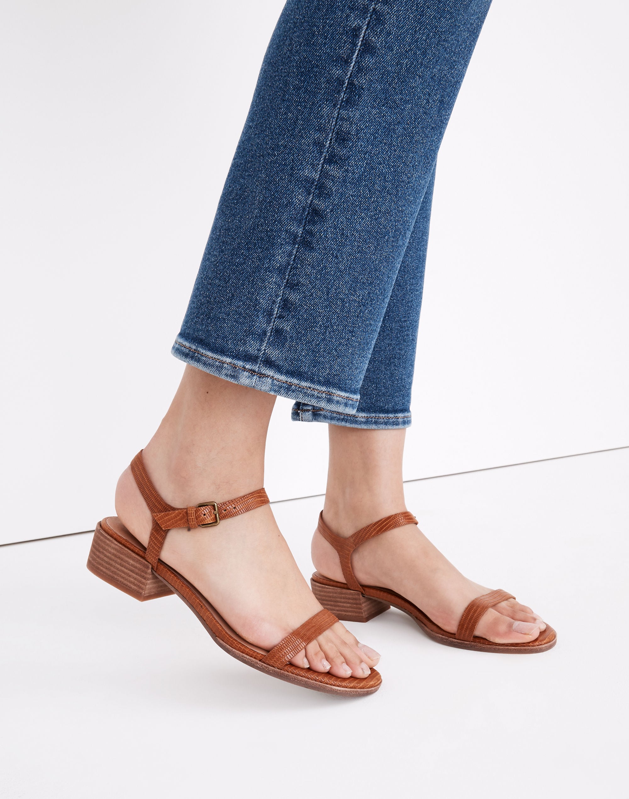 The Louise Sandal in Lizard Embossed Leather