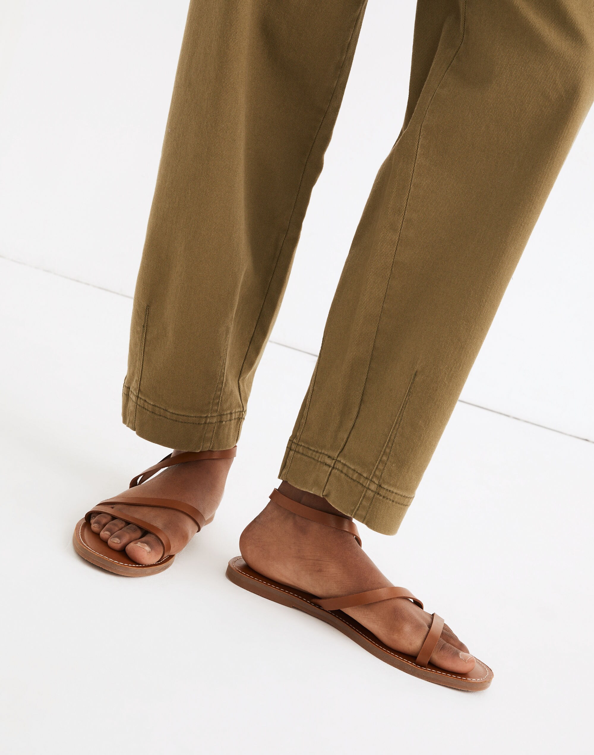 The Boardwalk Anklet-Strap Sandal in Leather