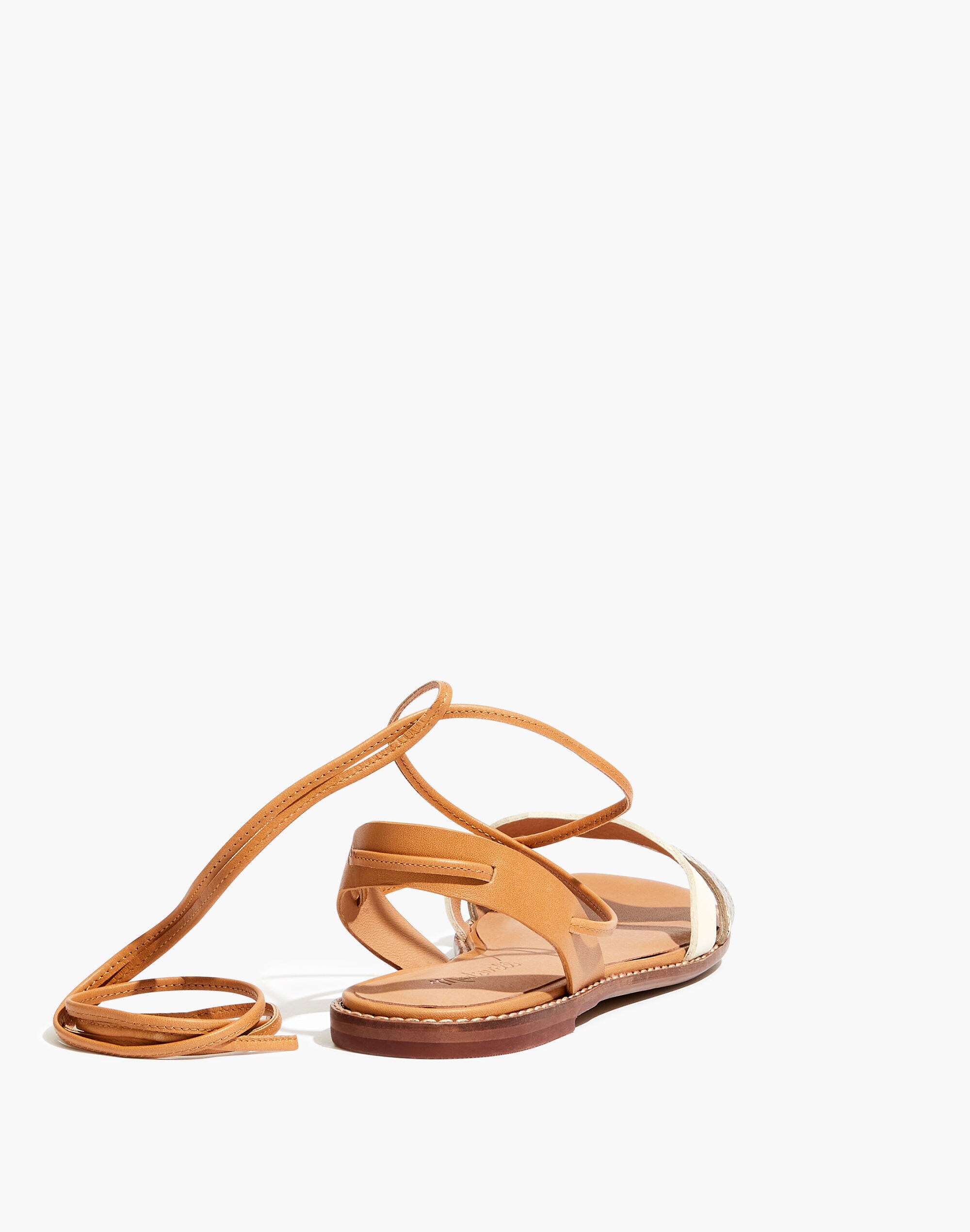 The Wave Lace-Up Sandal in Colorblock Snake Embossed Leather
