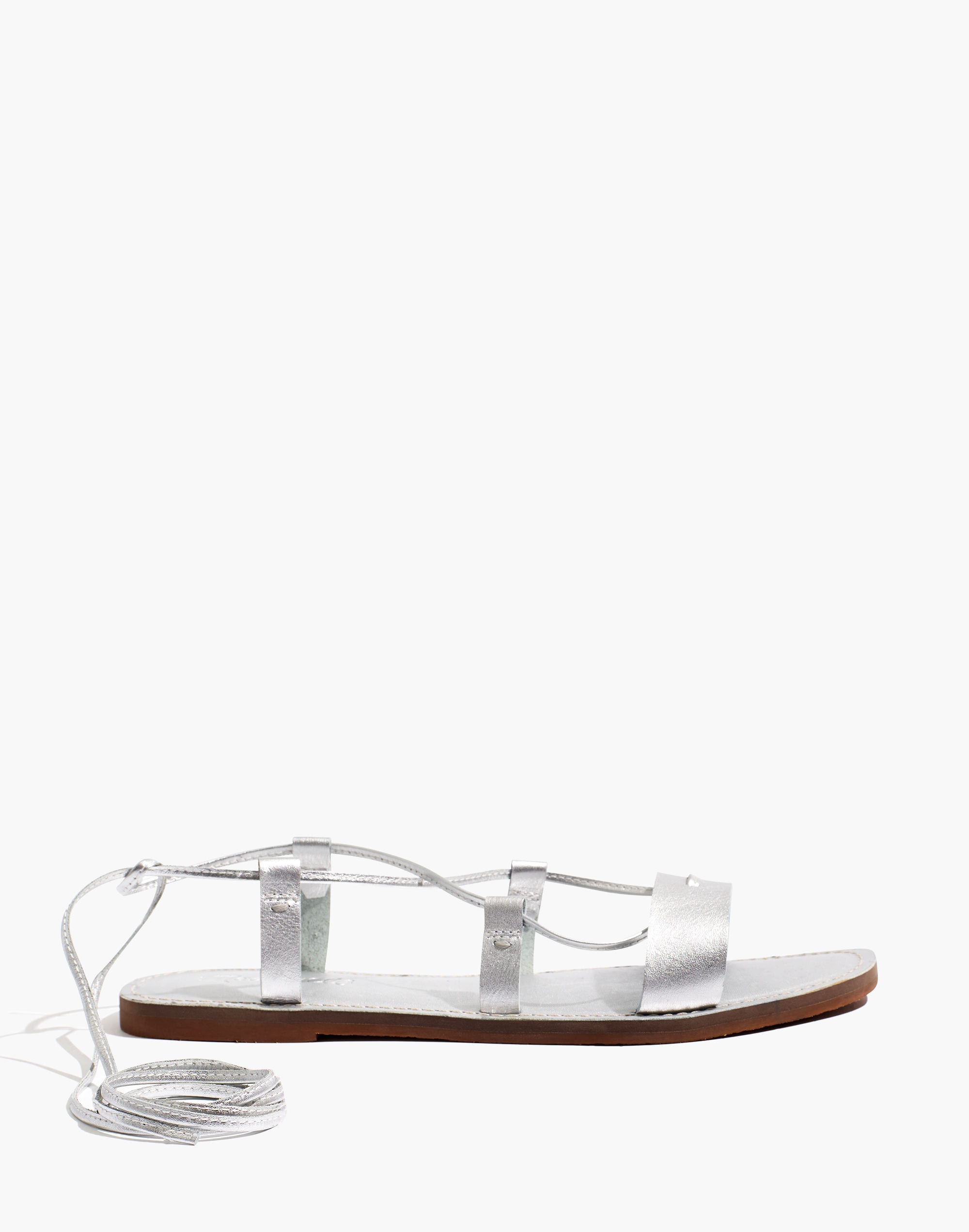 The Boardwalk Lace-Up Sandal in Metallic Leather