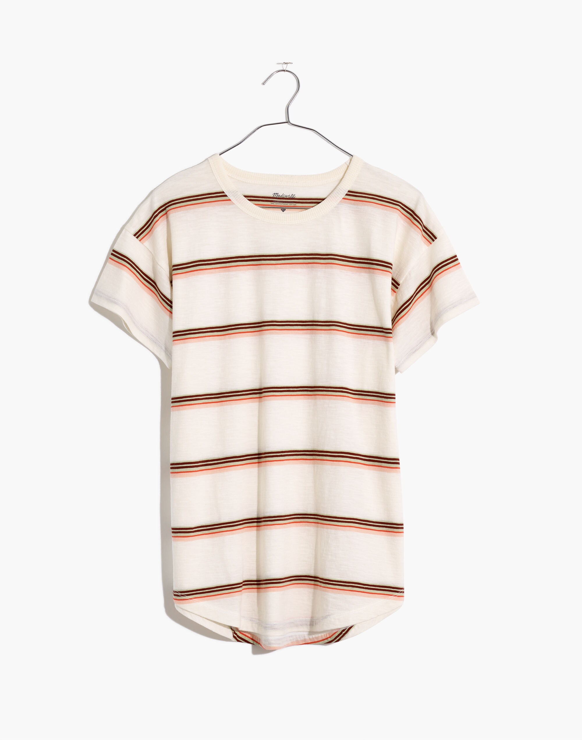 Whisper Cotton Rib-Crewneck Tee in Myrtle Stripe