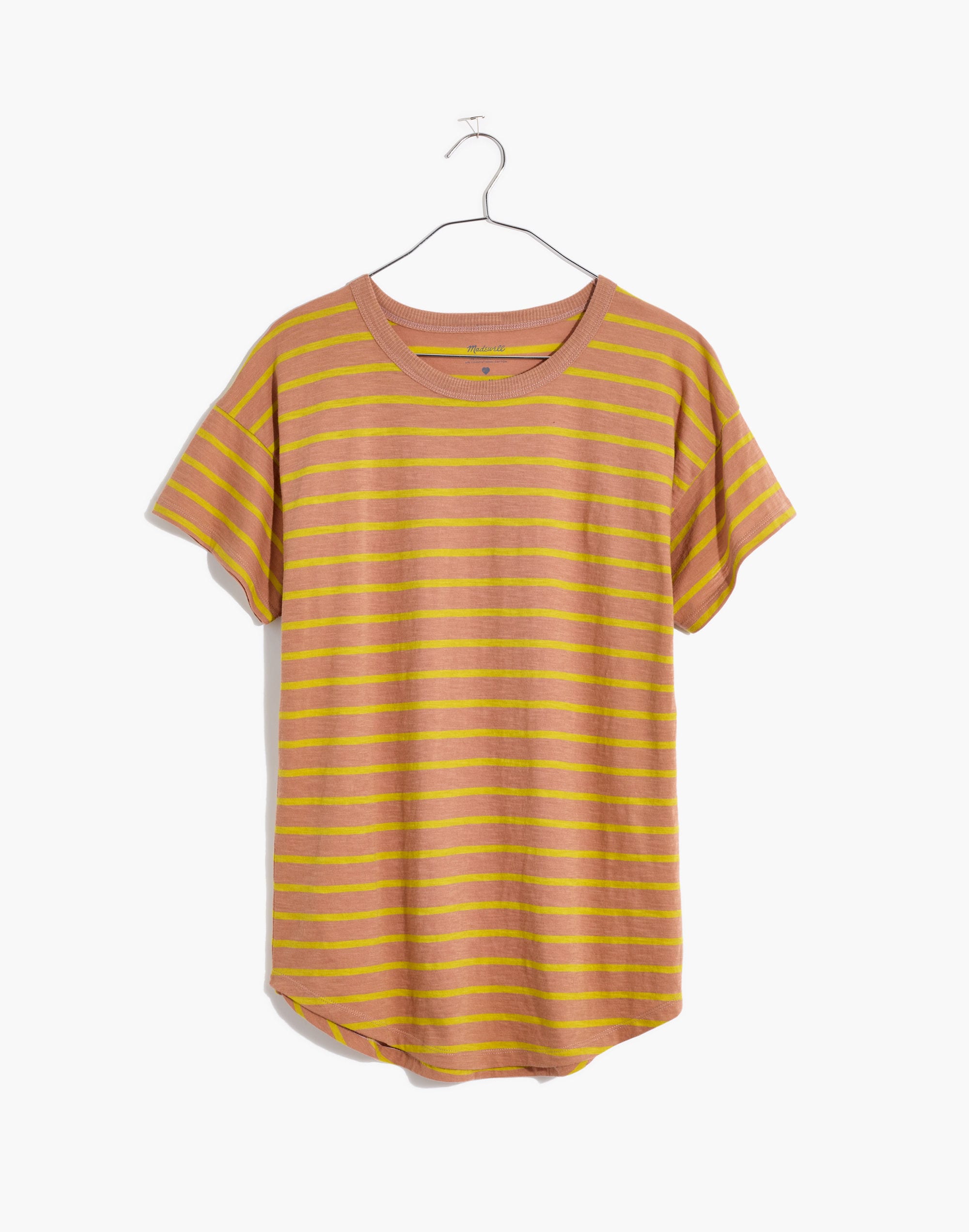 Whisper Cotton Rib-Crewneck Tee in Beacham Stripe