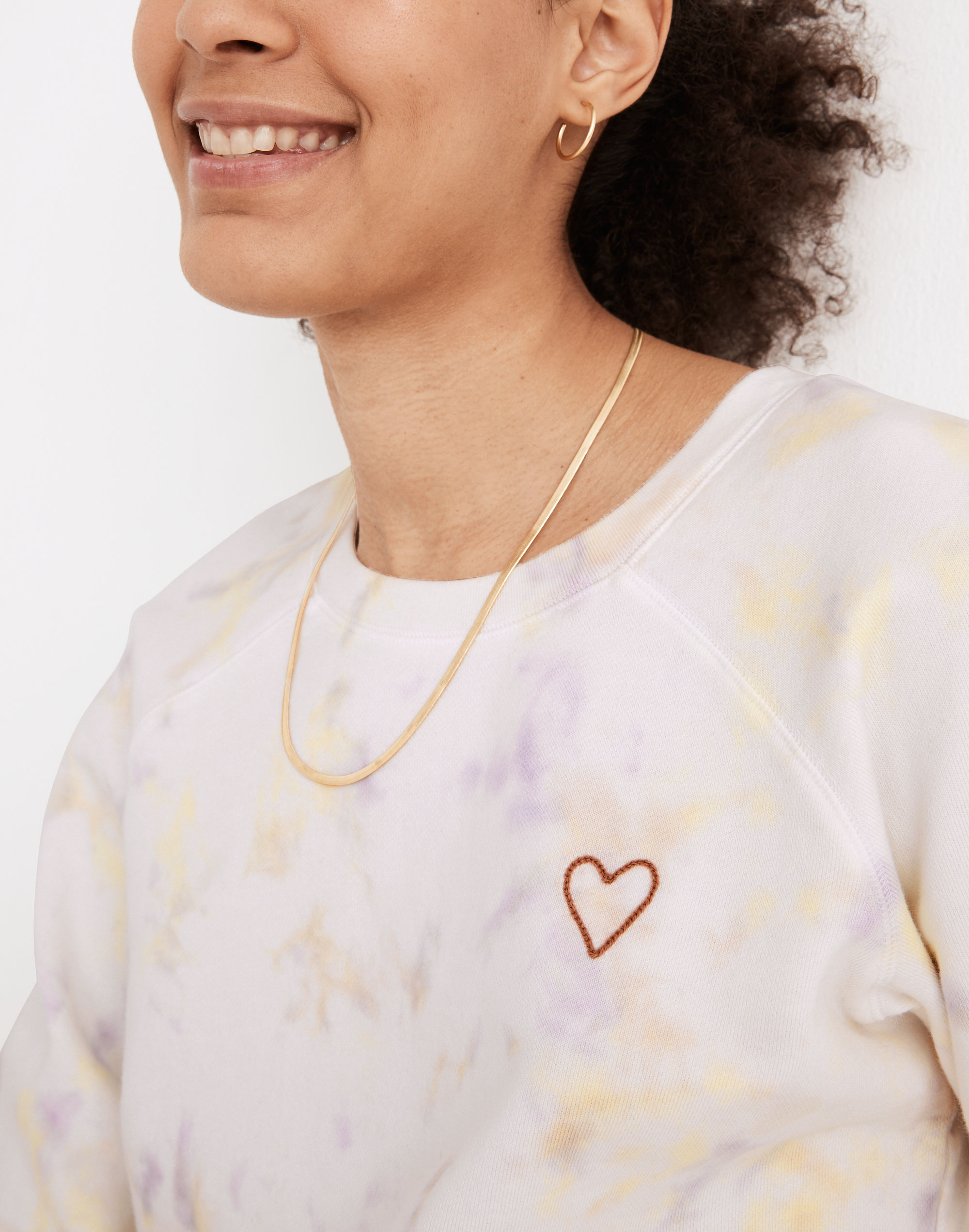 Heart Embroidered (Re)sourced Cotton Sweatshirt in Tie-Dye