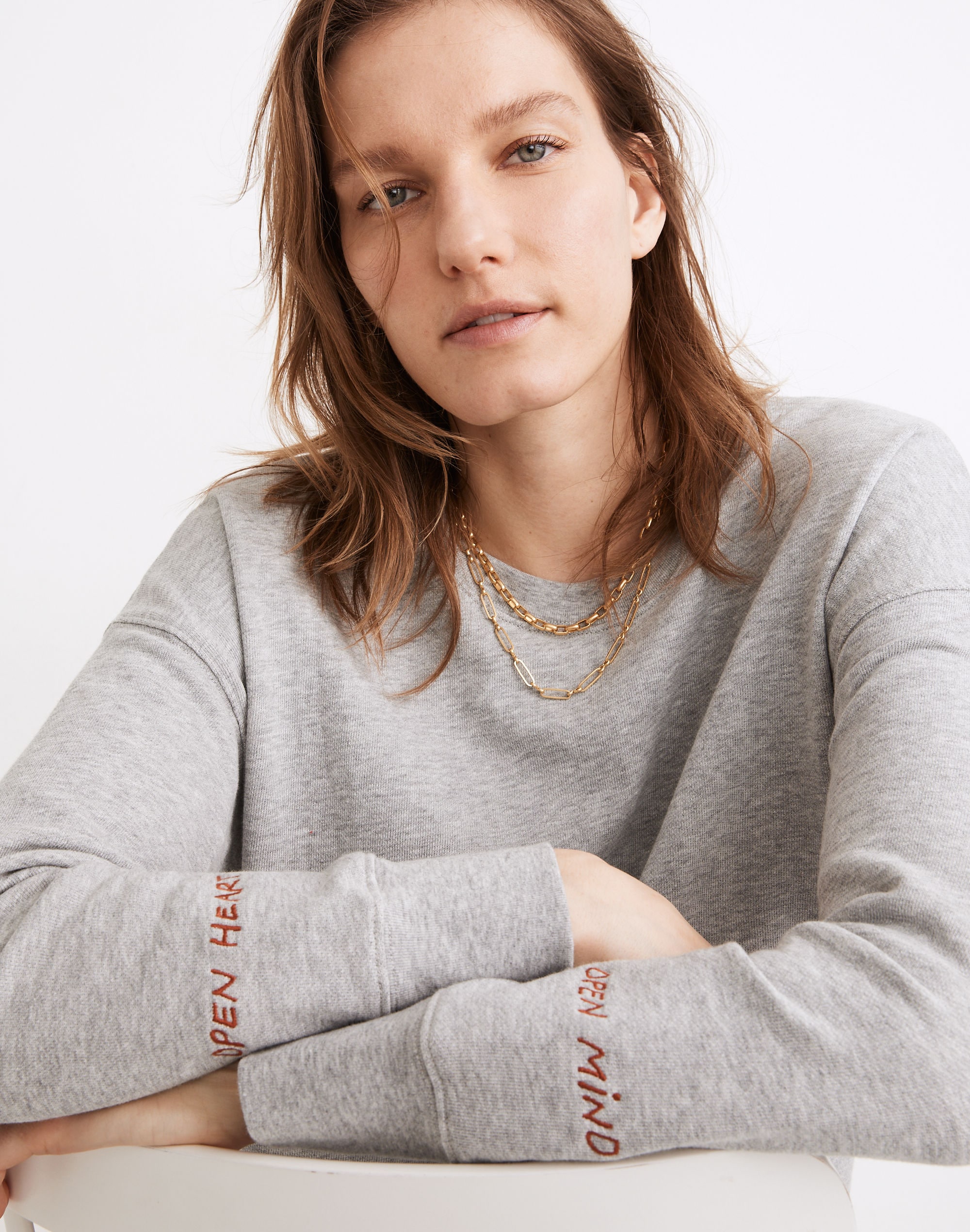 Open Heart Open Mind Embroidered Mainstay Sweatshirt