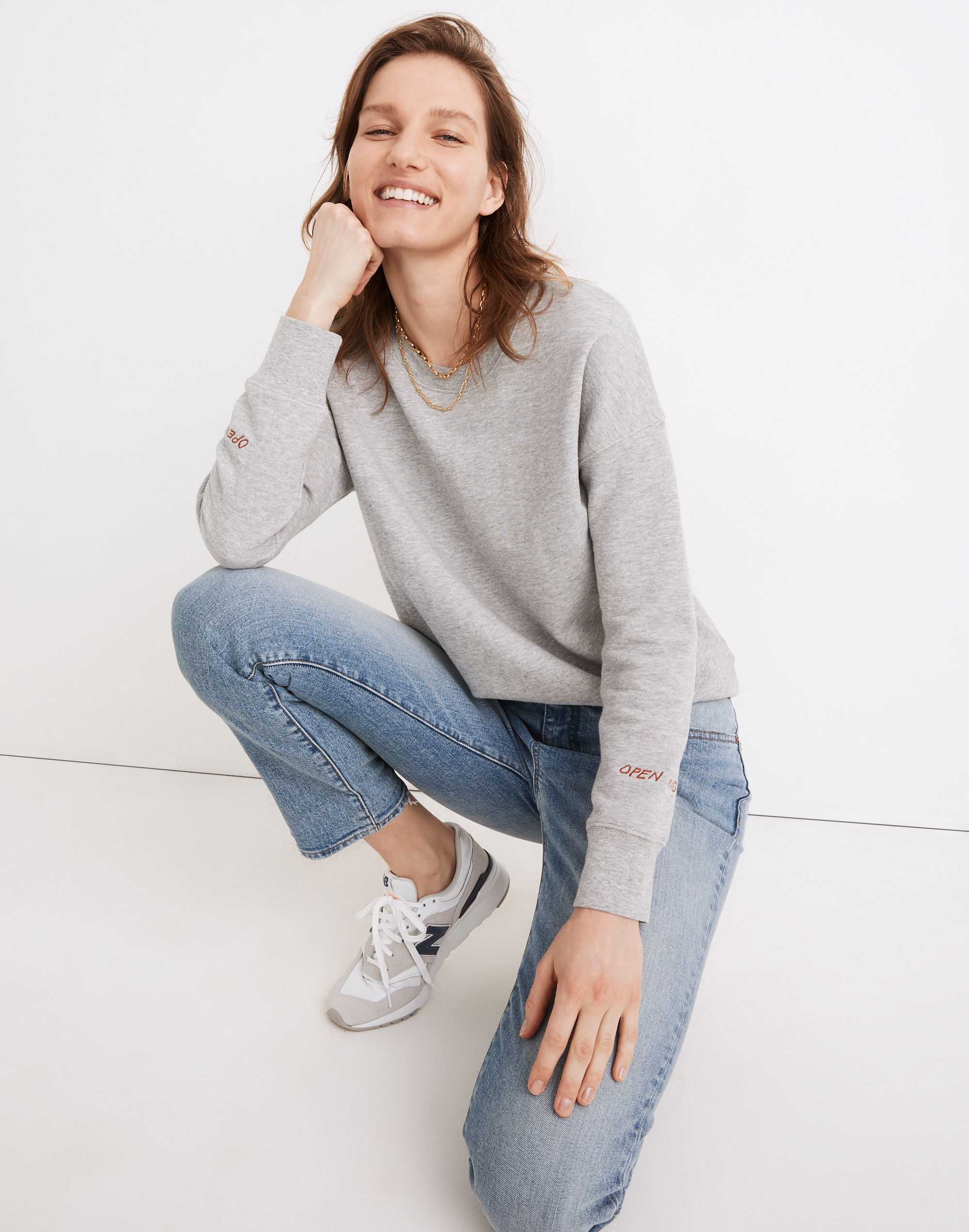 Open Heart Open Mind Embroidered Mainstay Sweatshirt