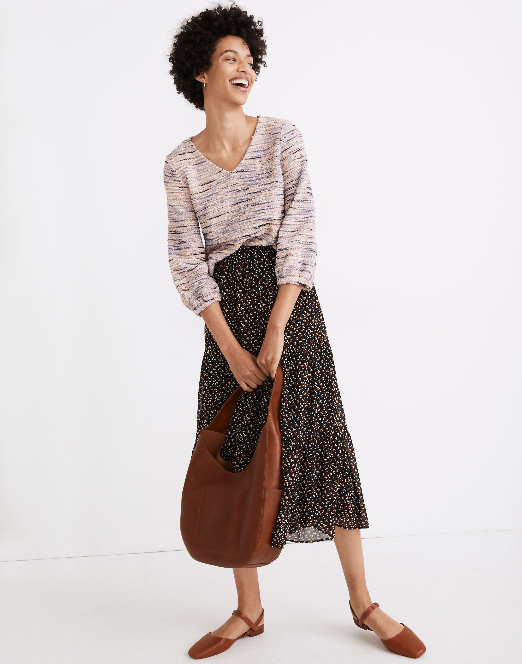 Rainbow Jacquard Full-Sleeve Top