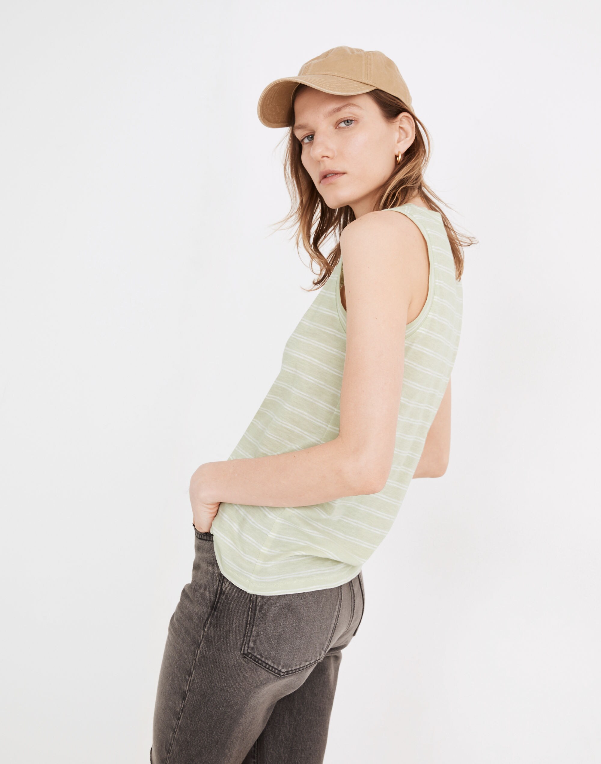 Whisper Cotton V-Neck Tank in Beasley Stripe