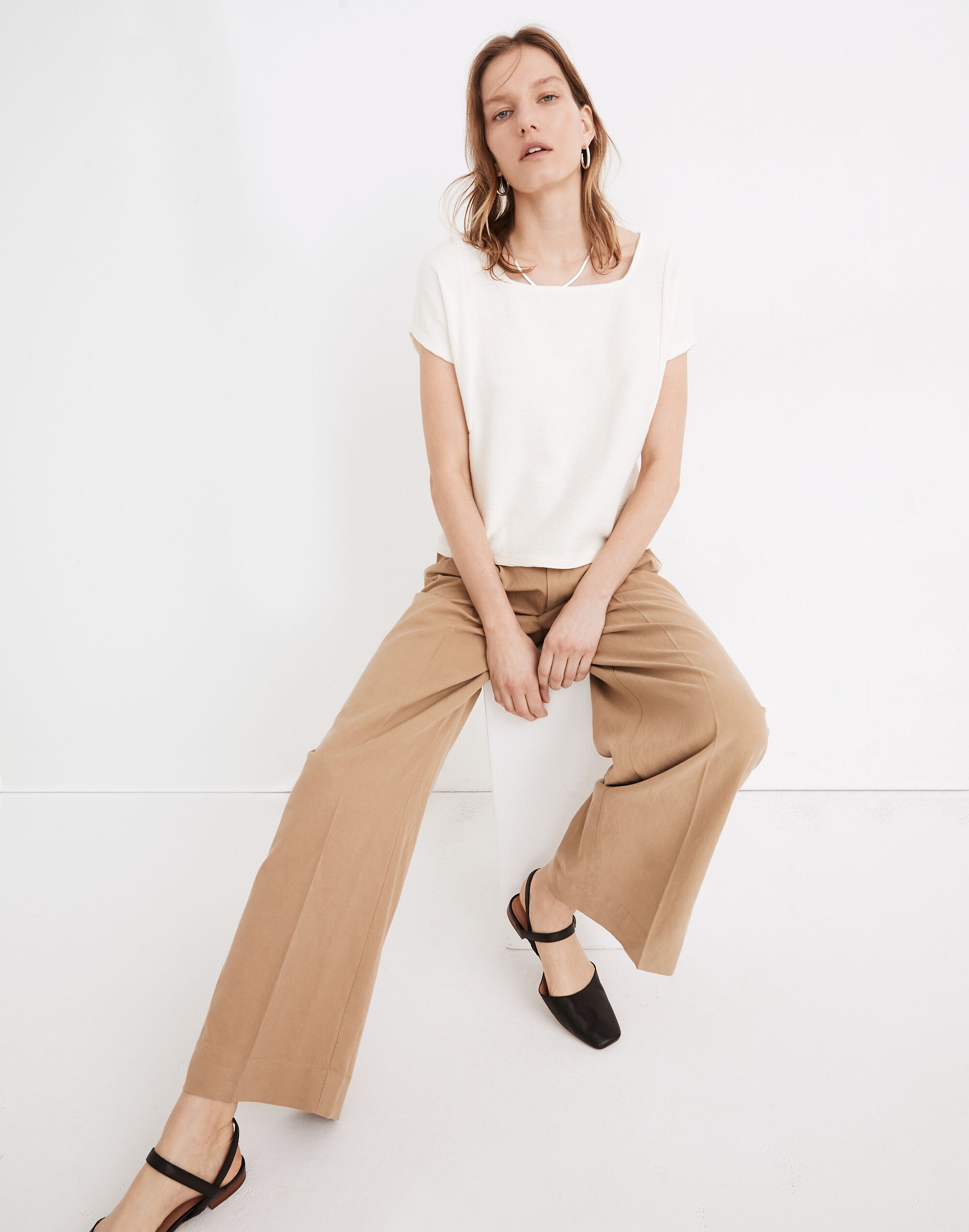 Ottoman Jacquard Square-Neck Top