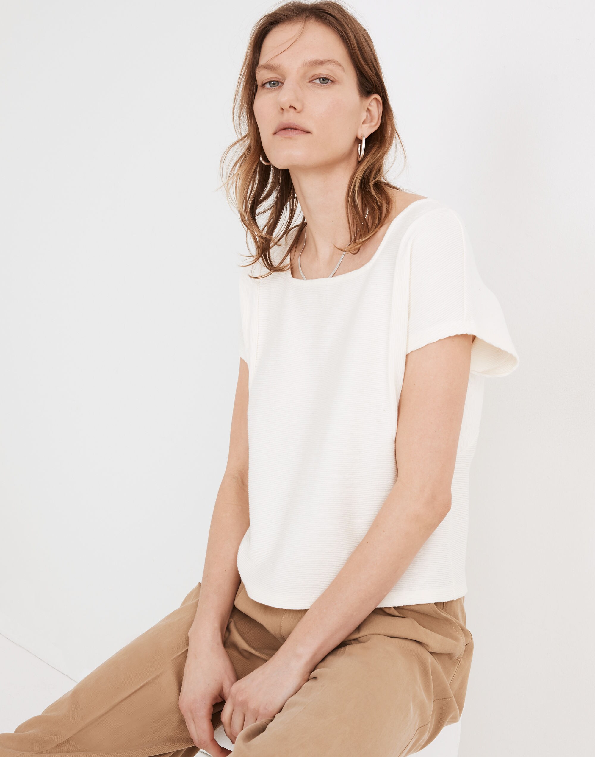 Ottoman Jacquard Square-Neck Top