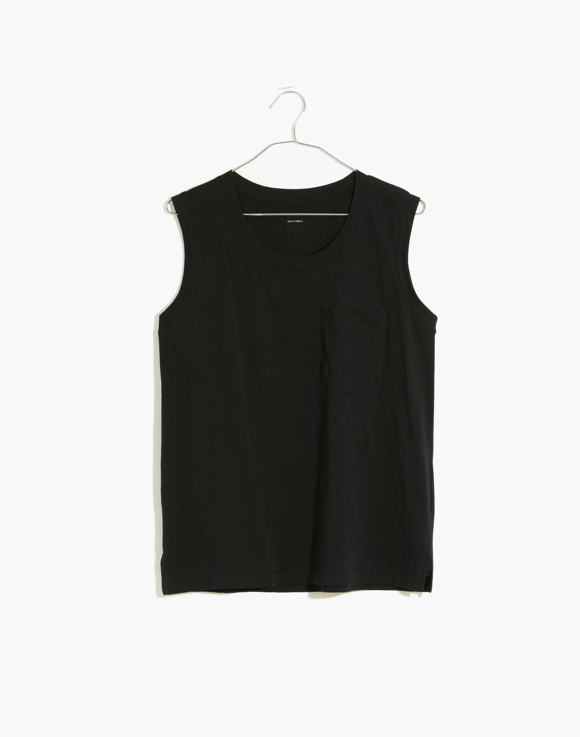 whisper cotton crewneck pocket muscle tank