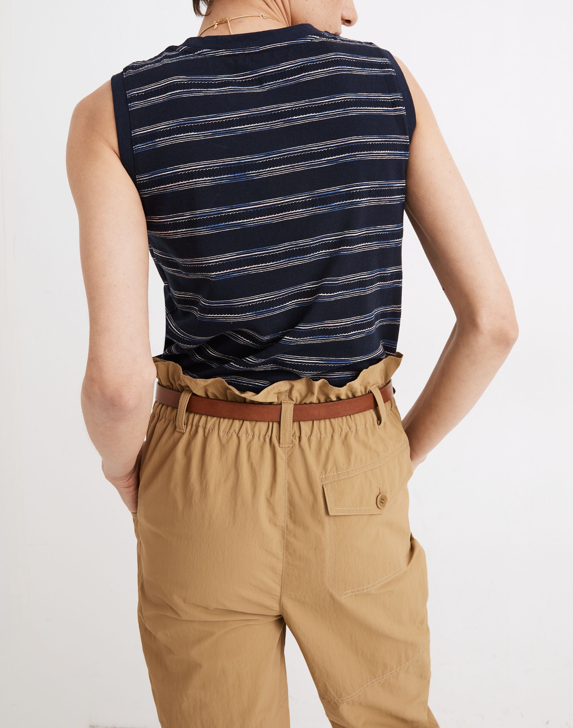 Striped Crewneck Muscle Tank