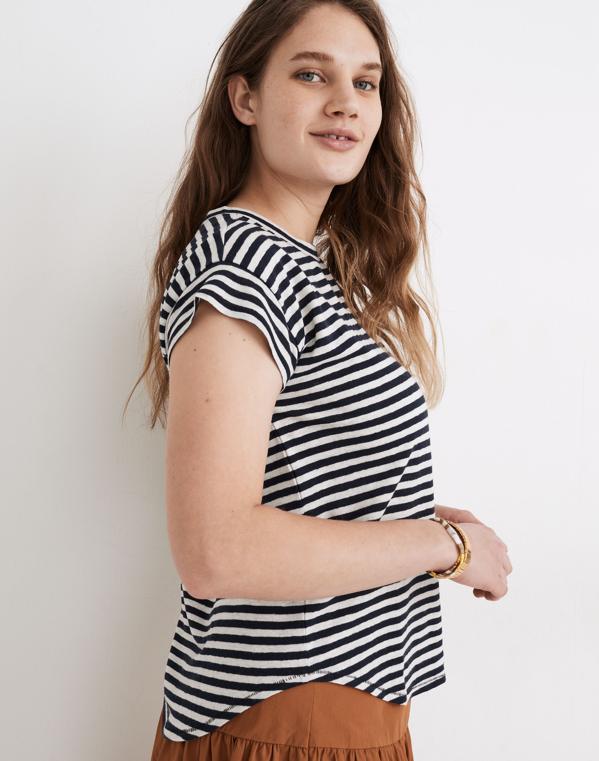 Linen-Blend Asbury Tee in Lorrie Stripe
