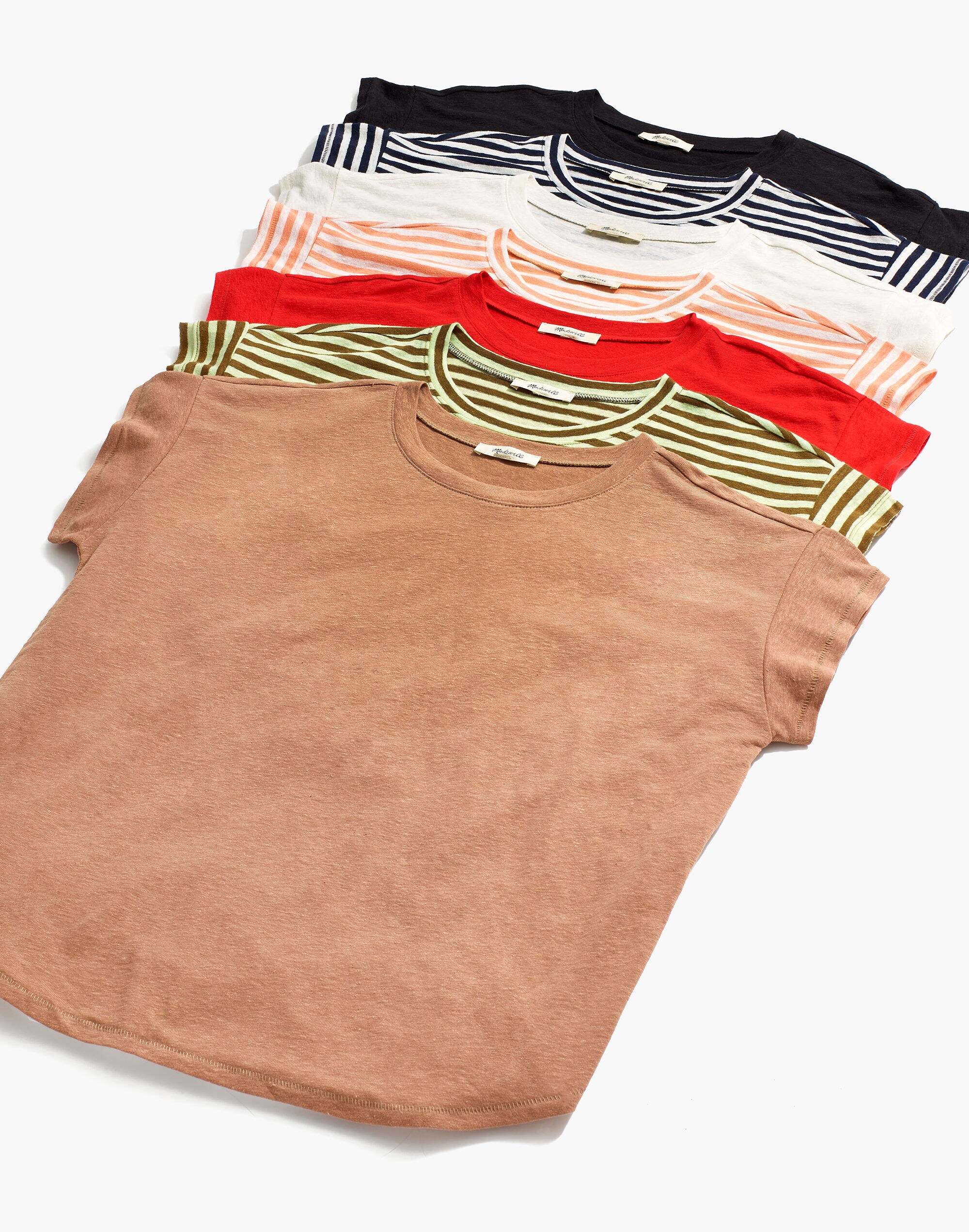 Linen-Blend Asbury Tee in Lorrie Stripe