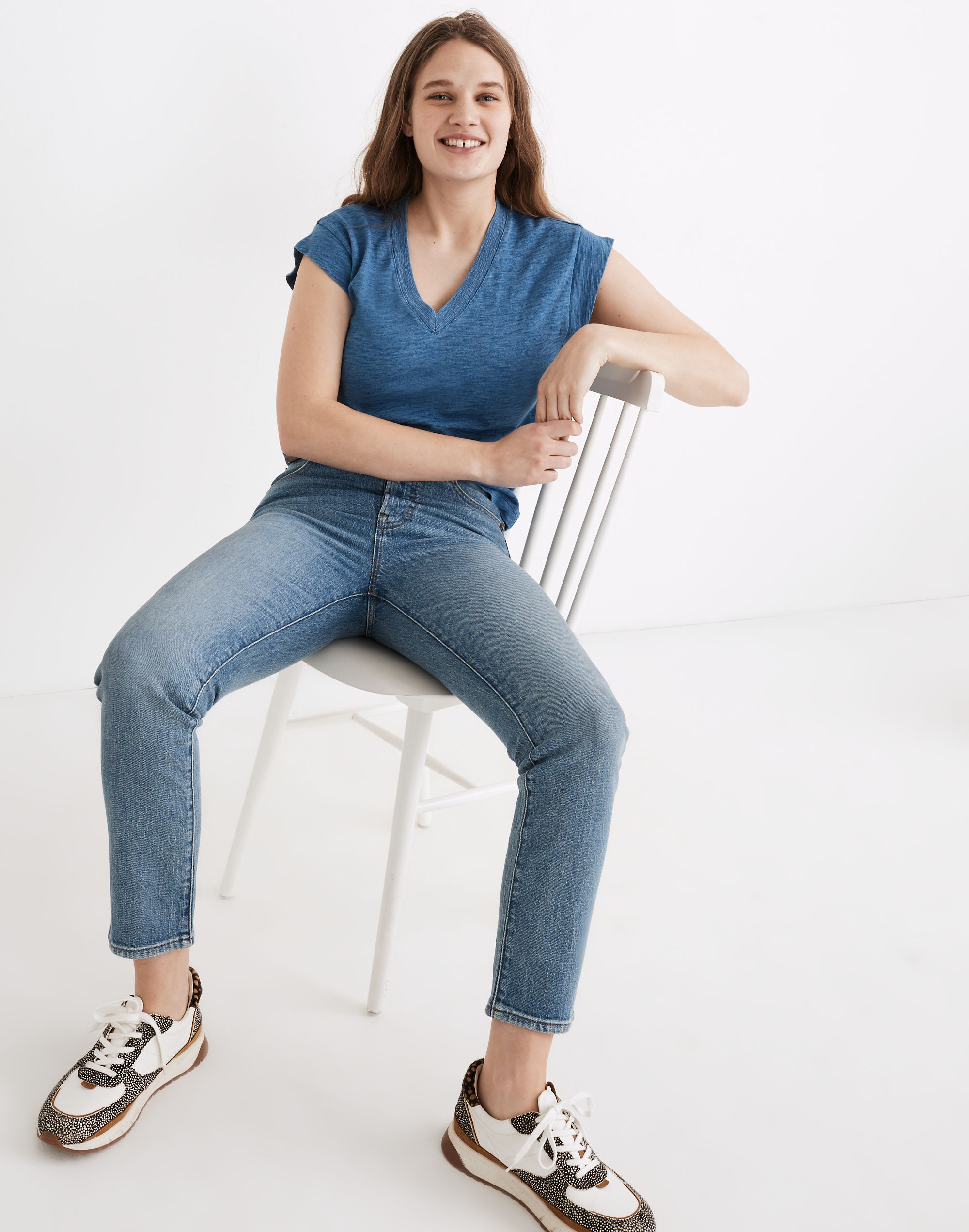 Indigo Hemp-Cotton V-Neck Muscle Tee