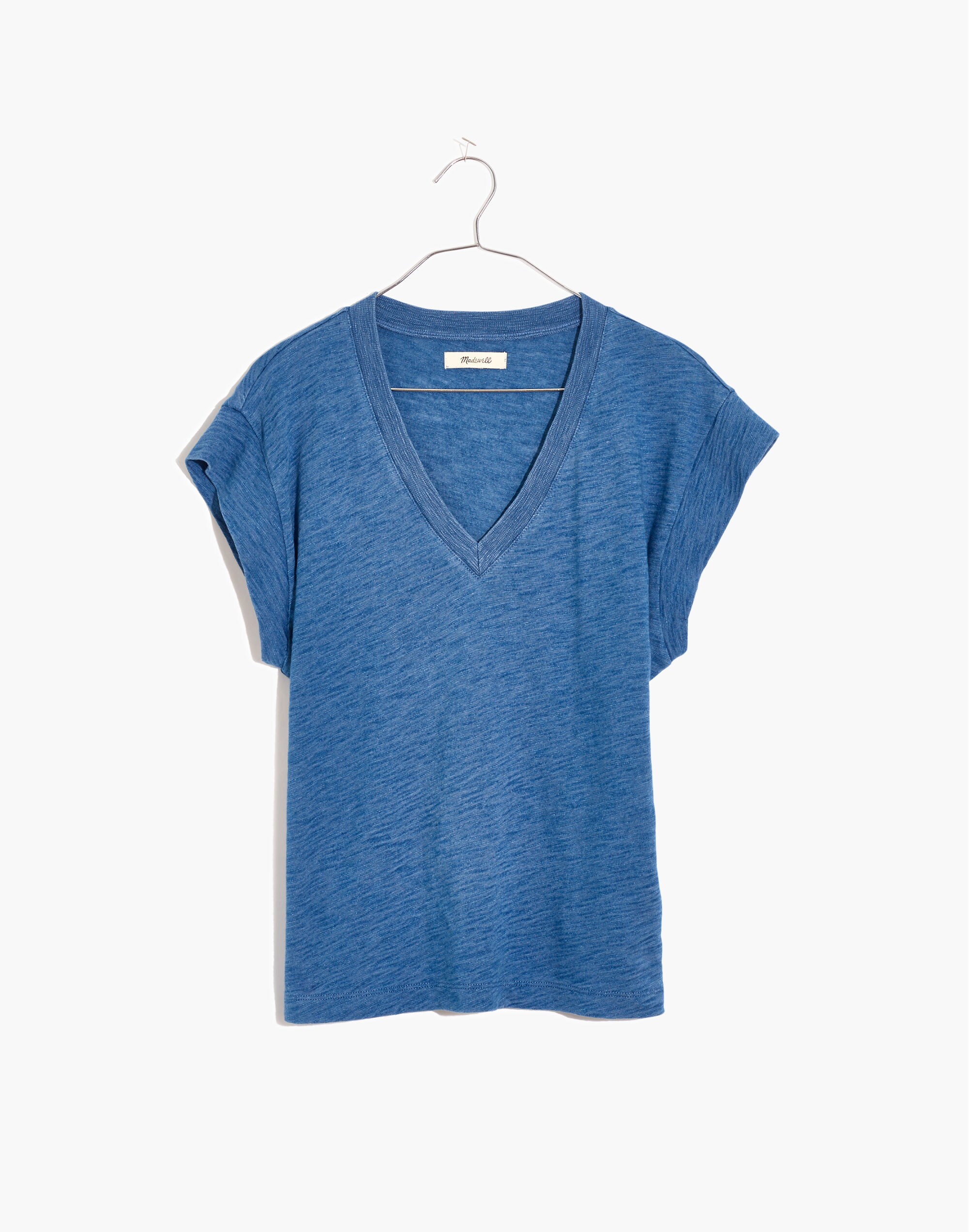 Indigo Hemp-Cotton V-Neck Muscle Tee