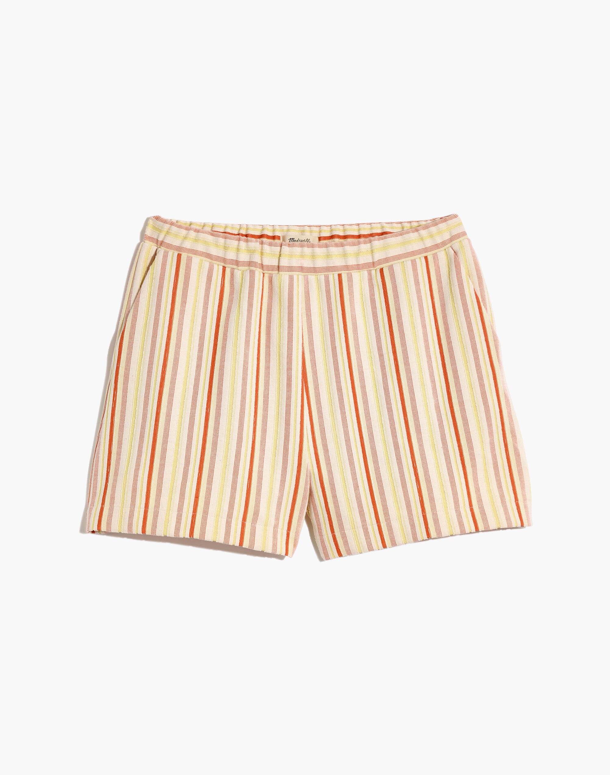 Textural Knit High-Rise Pleated Shorts in Stripe
