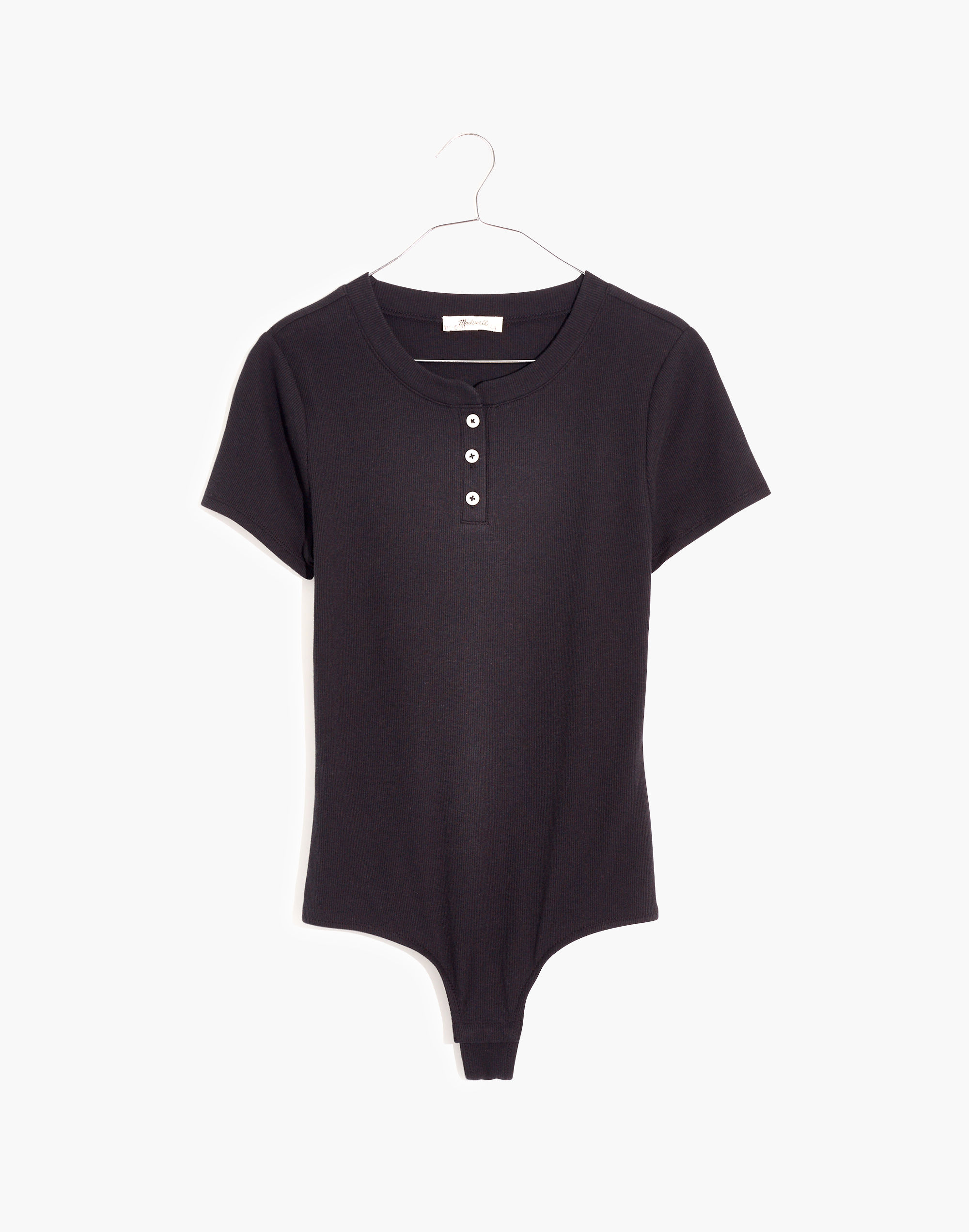 Henley Short-Sleeve Thong Bodysuit