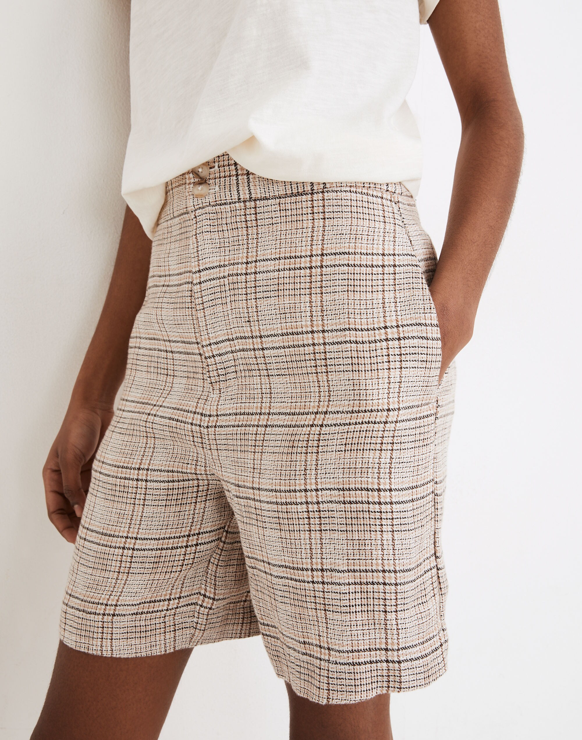 Linen Clean Shorts in Plaid