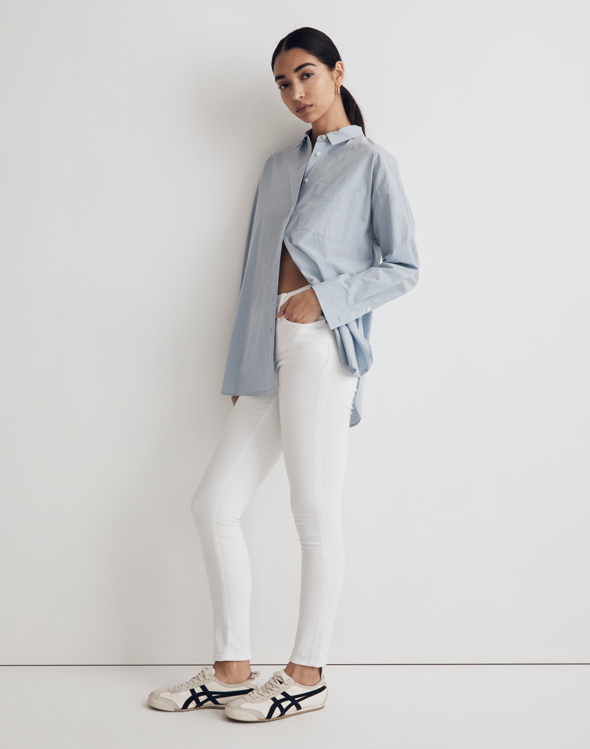 9" Mid-Rise Skinny Crop Jeans in Pure White