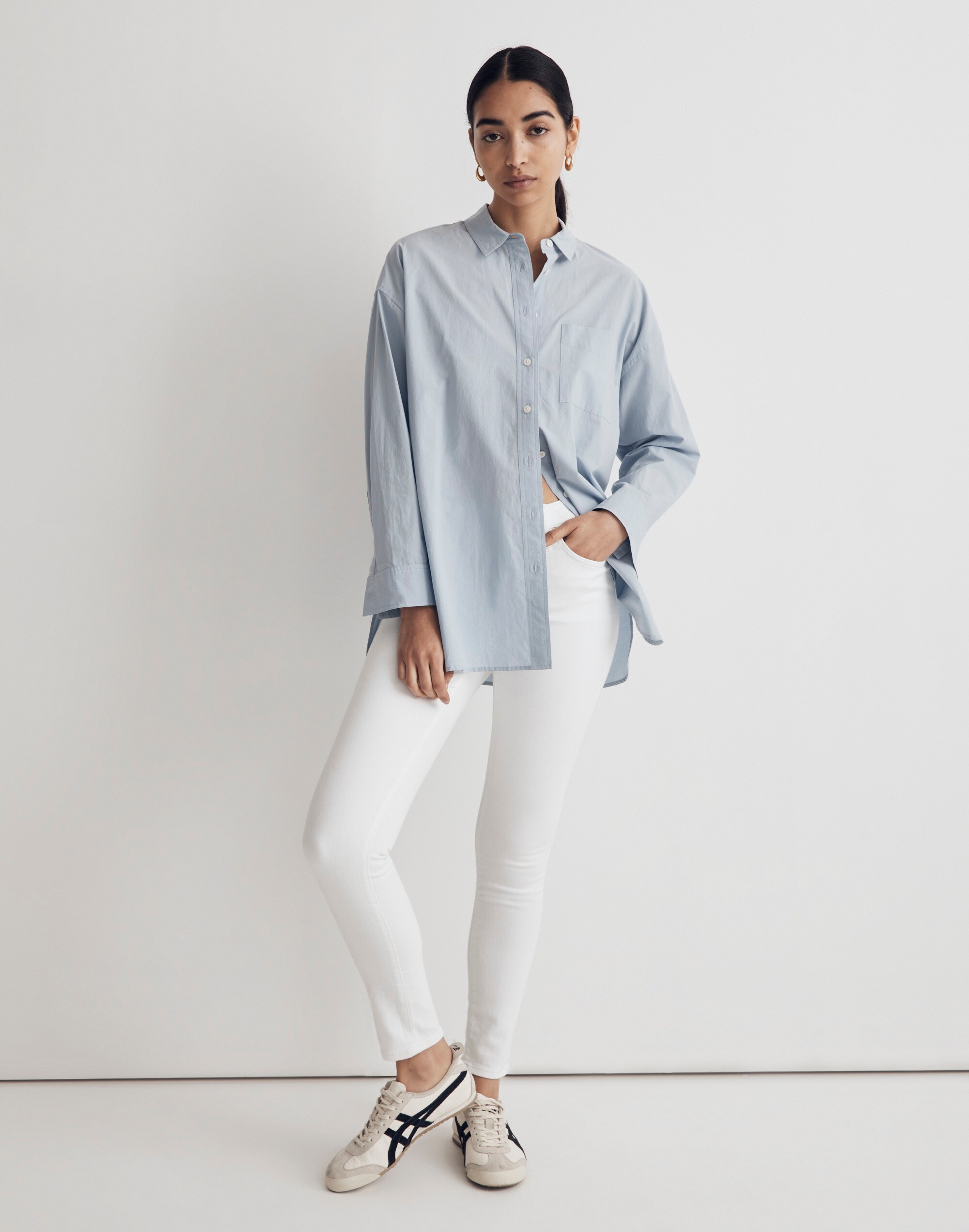 9" Mid-Rise Skinny Crop Jeans in Pure White