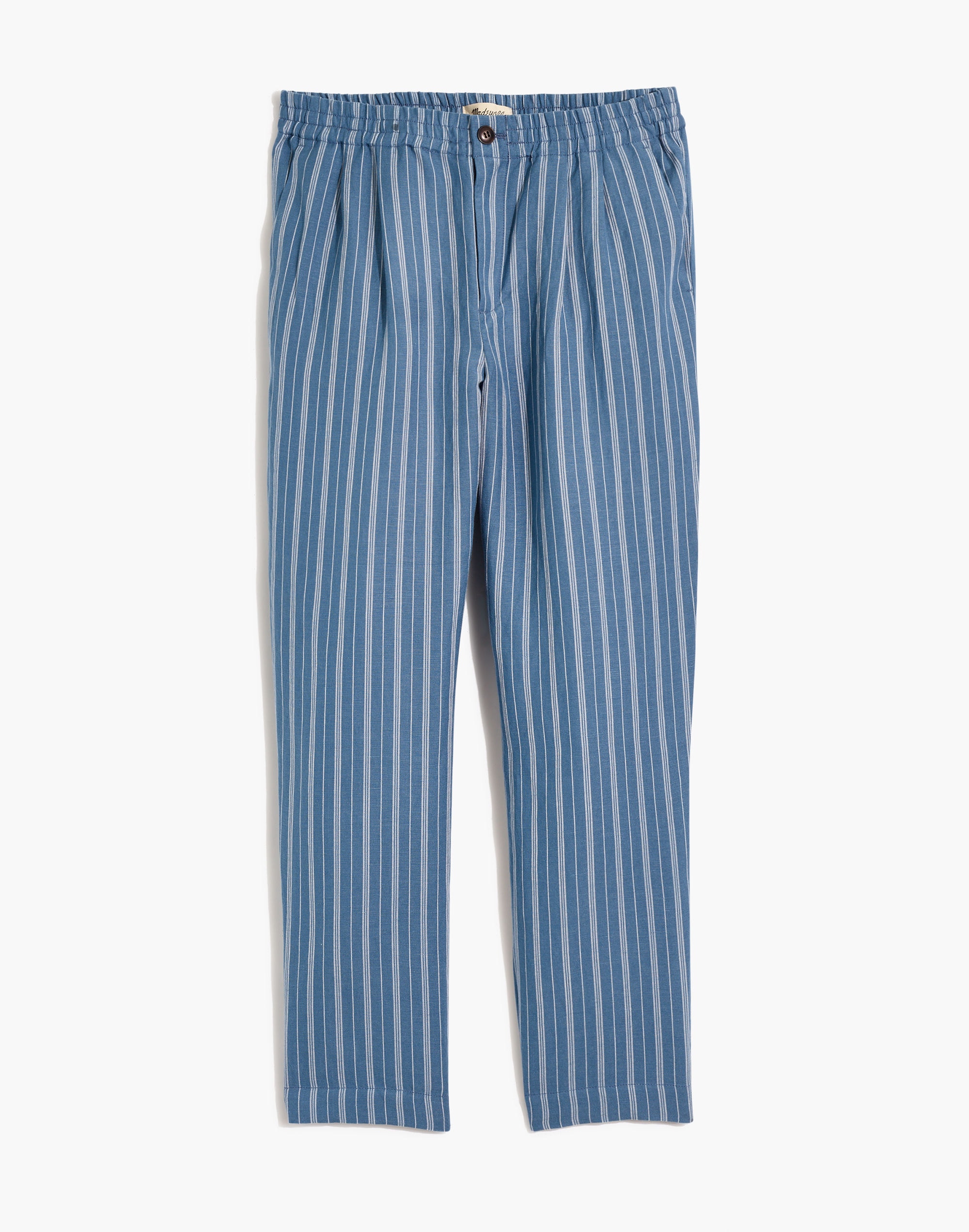 Plus Linen-Blend Track Trousers in Stripe