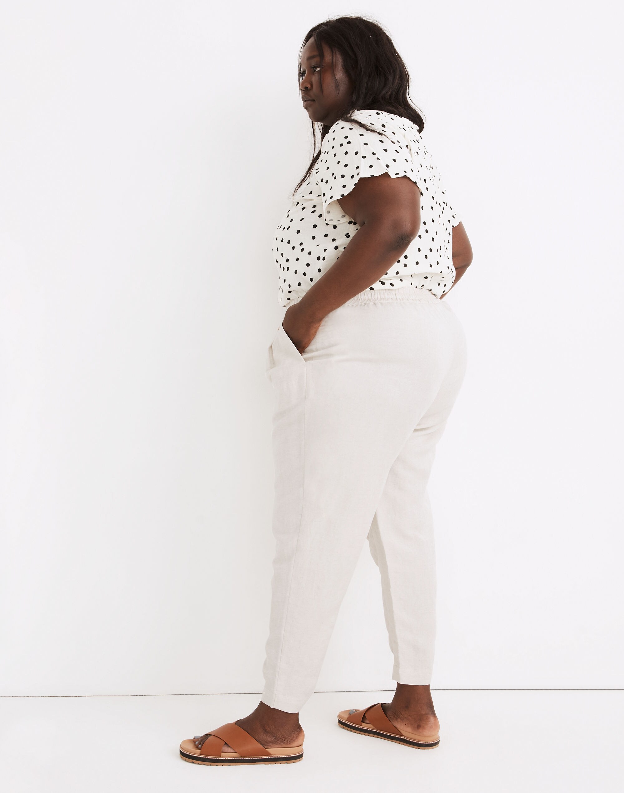 Plus Linen-Blend Track Trousers