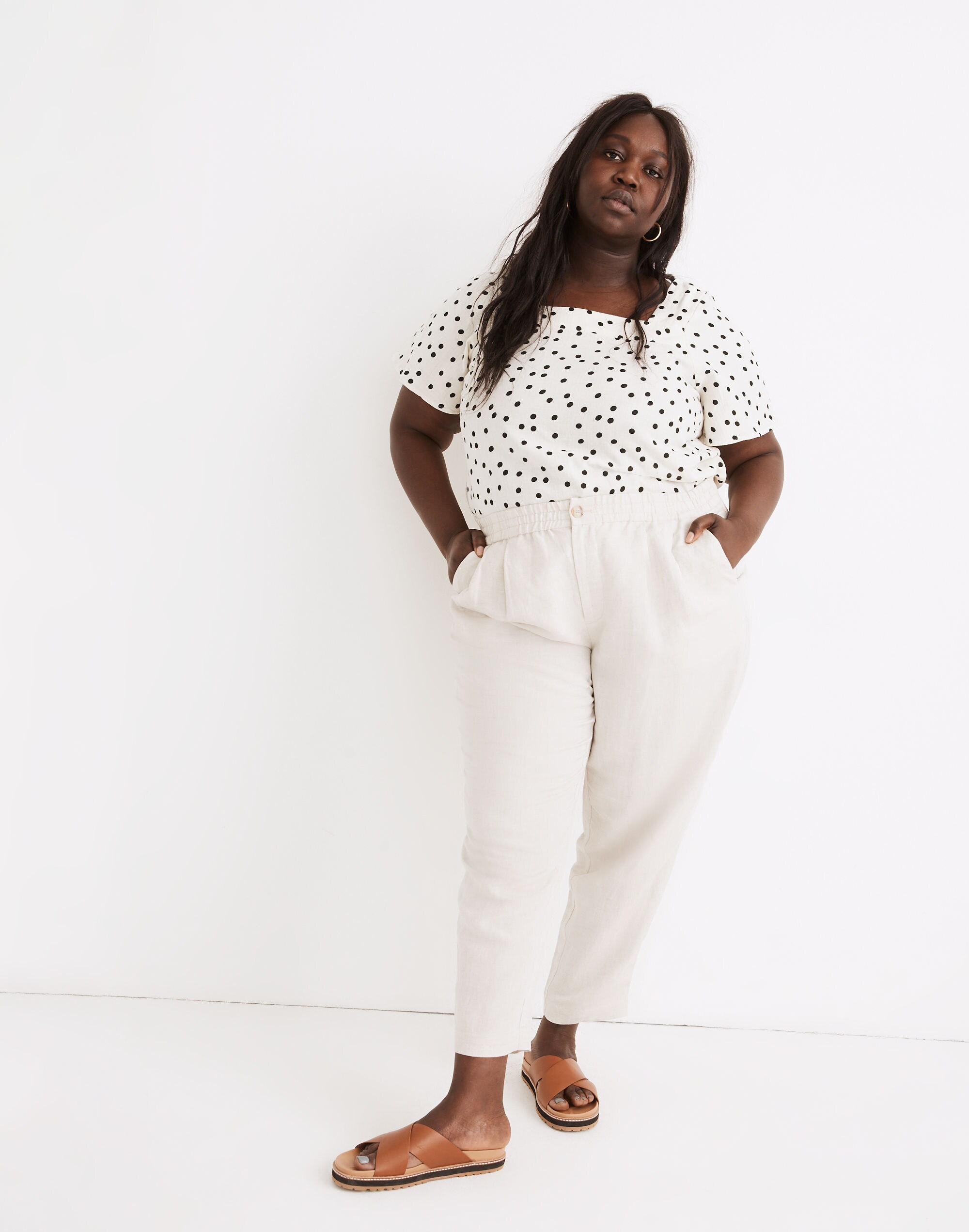 Plus Linen-Blend Track Trousers